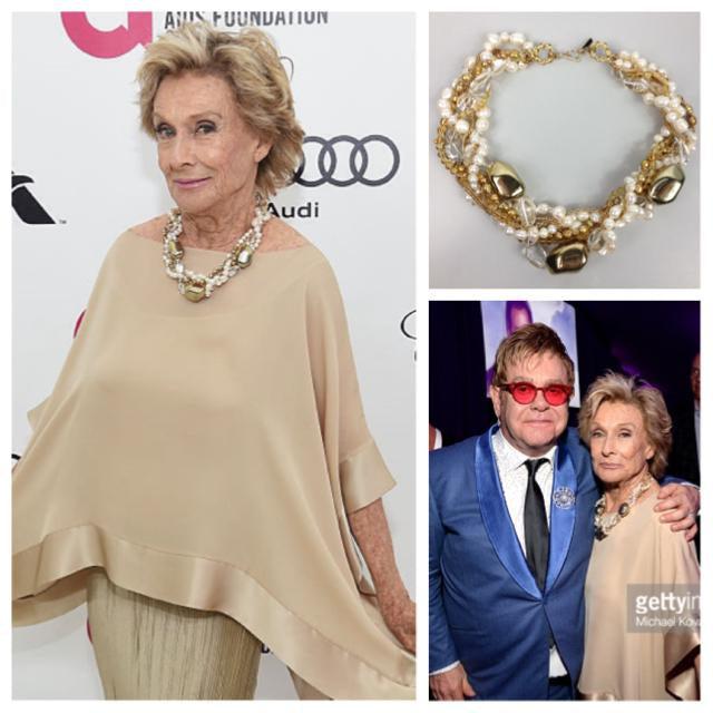 Cloris Leachman wears a necklace by JAREDJAMIN to the 23rd Annual Elton John​ AIDS Foundation Academy Awards Viewing Party-JAREDJAMIN - Fashion Jewelry & Accessories