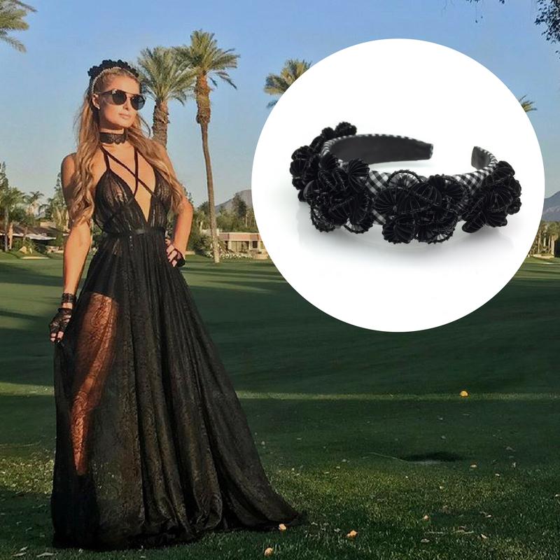 Paris Hilton parishilton in custom black and white Headband by JAREDJAMIN jewelry in Coachella 2017 jamin fashionjewelry fashion