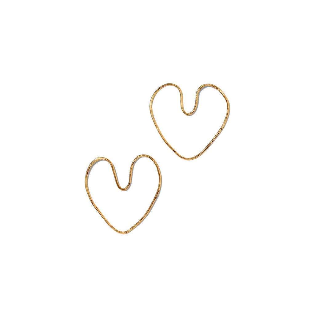 gold plated heart shaped wire post earrings by JAREDJAMIN 