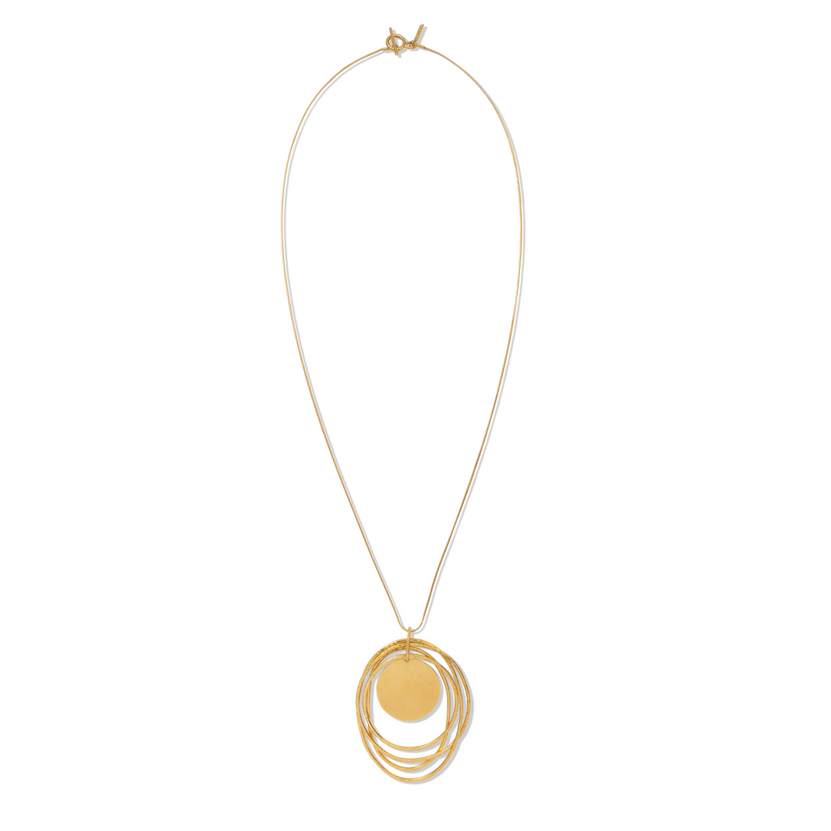 JAREDJAMIN 18K or Plated Hand-Hammered collier - Les Peacock Dawn avec 4-inch pendentif et 44-inch snake chaîne.