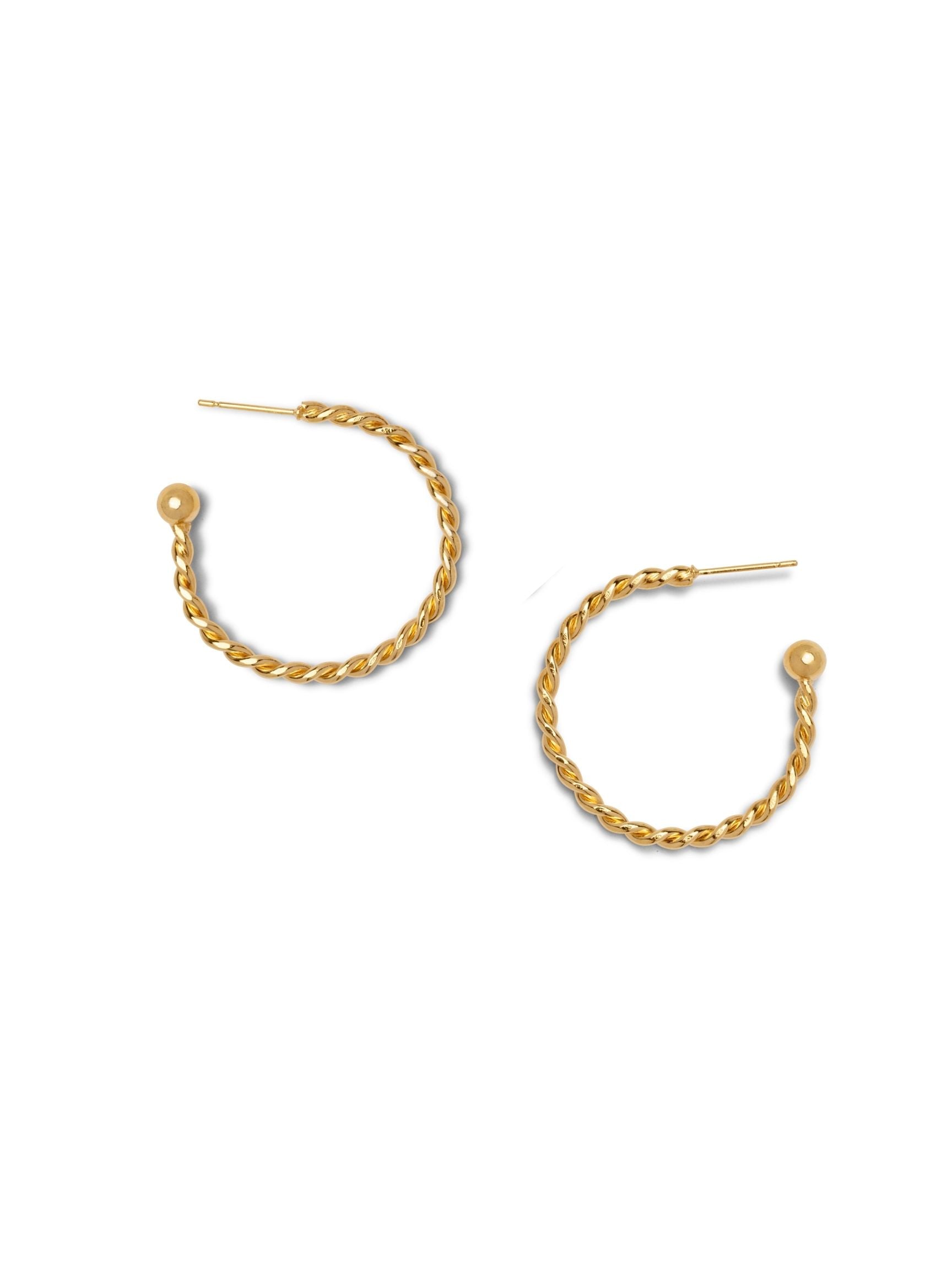 Bernini Twist Gold Hoop Earrings (sm)-Earrings-JAREDJAMIN Jewelry Online-JAREDJAMIN