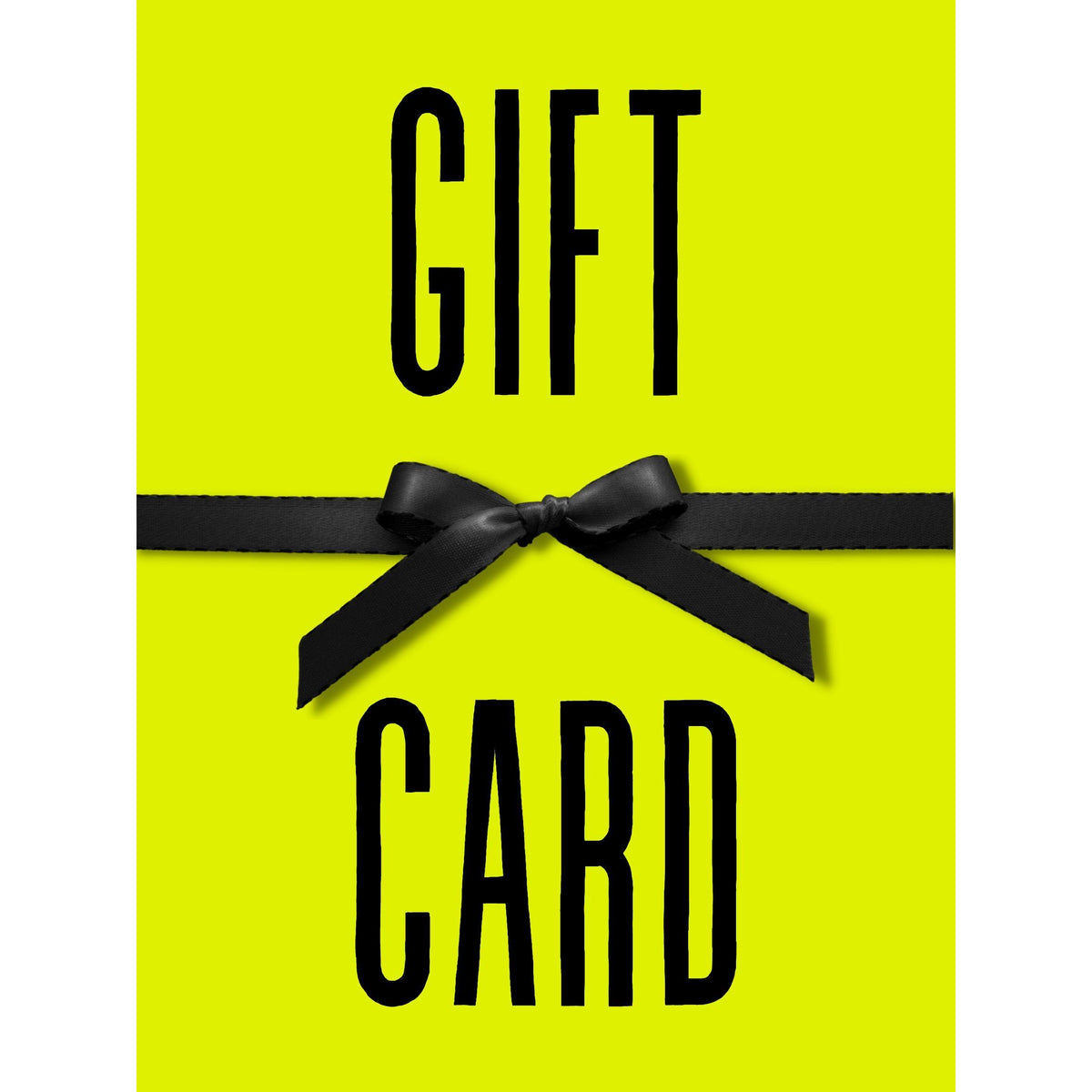 A vibrant yellow background displays "GIFT CARD" in 大胆な ブラック letters, 付きの ブラック ribbonとbow across center. Give gift of choice 付きの stylish JAREDJAMIN ジュエリーオンライン Gift Card.