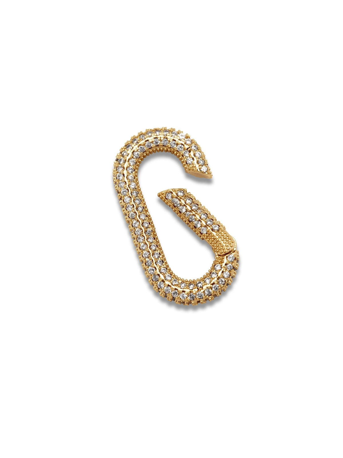 Gold Oval Pavé Clicker Clasp-Pendant Charms-JAREDJAMIN Jewelry Online-JAREDJAMIN