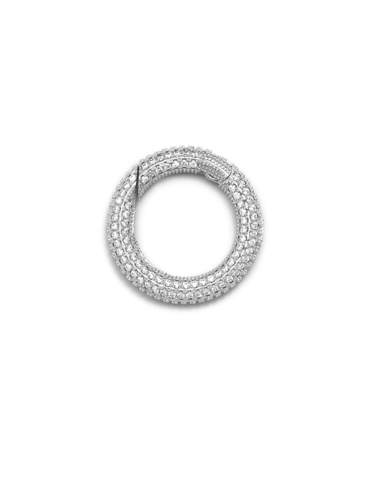 Silver Circular Pavé Clicker Clasp-Pendant Charms-JAREDJAMIN Jewelry Online-JAREDJAMIN