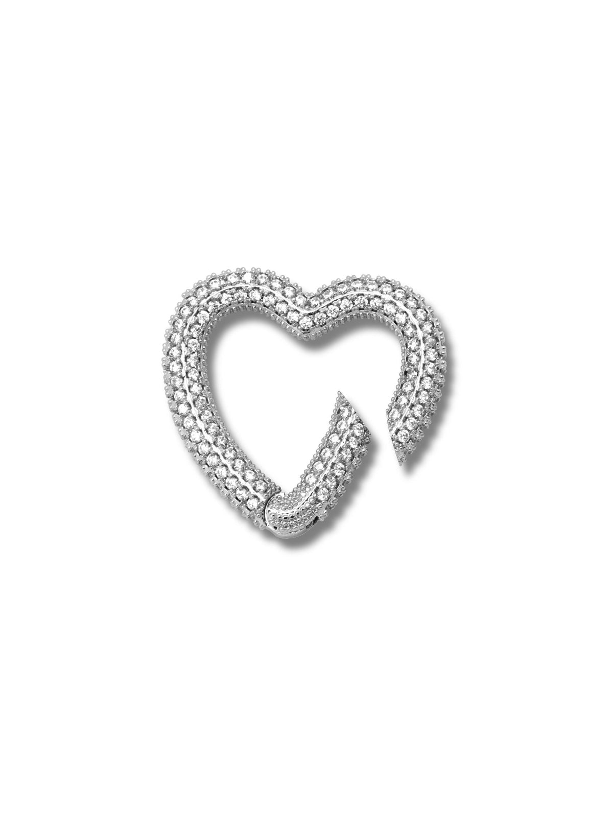 Silver Heart Pavé Clicker Clasp-Pendant Charms-JAREDJAMIN Jewelry Online-JAREDJAMIN