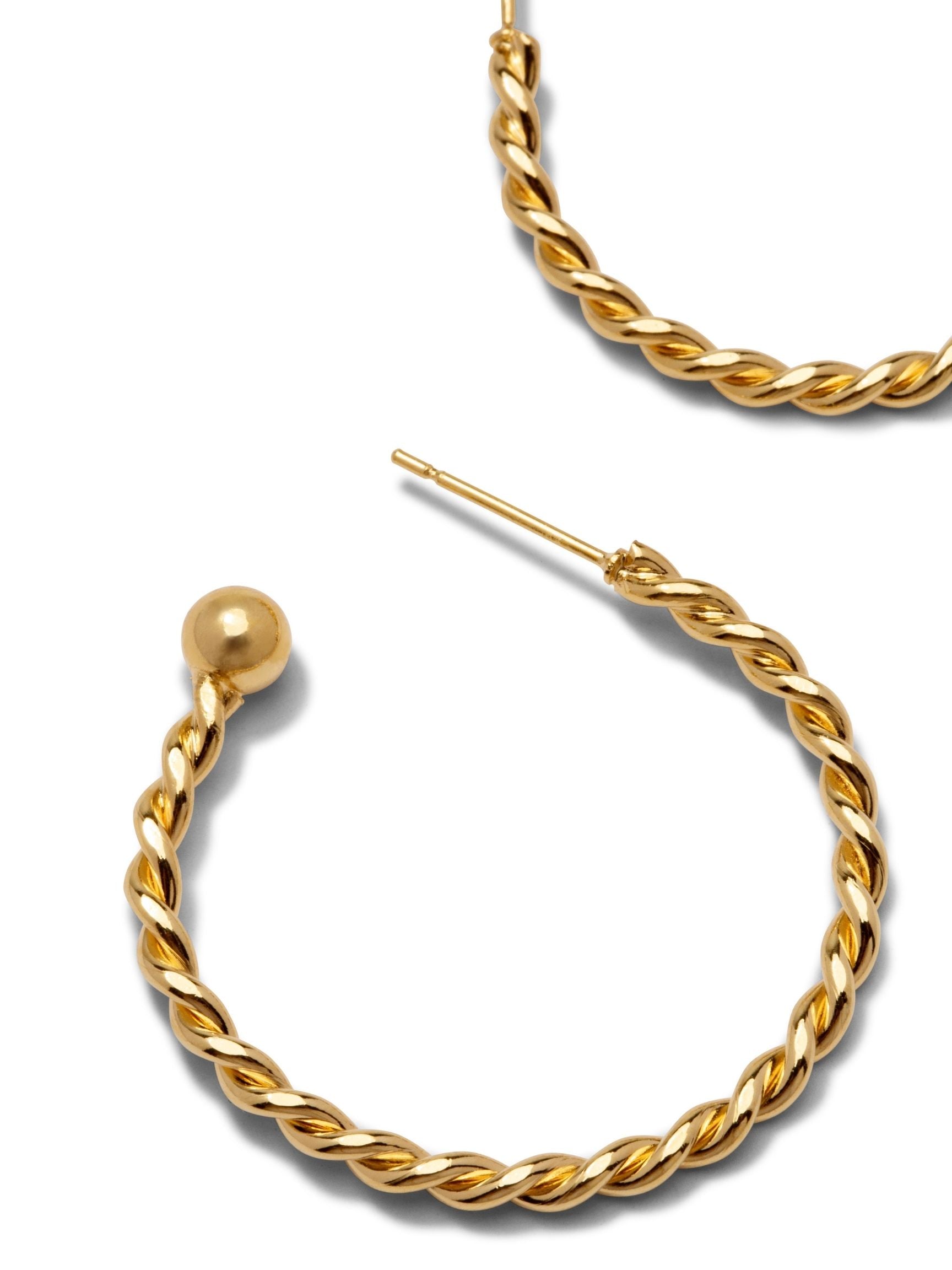 Bernini Twist Gold Hoop Earrings (sm)-Earrings-JAREDJAMIN Jewelry Online-JAREDJAMIN