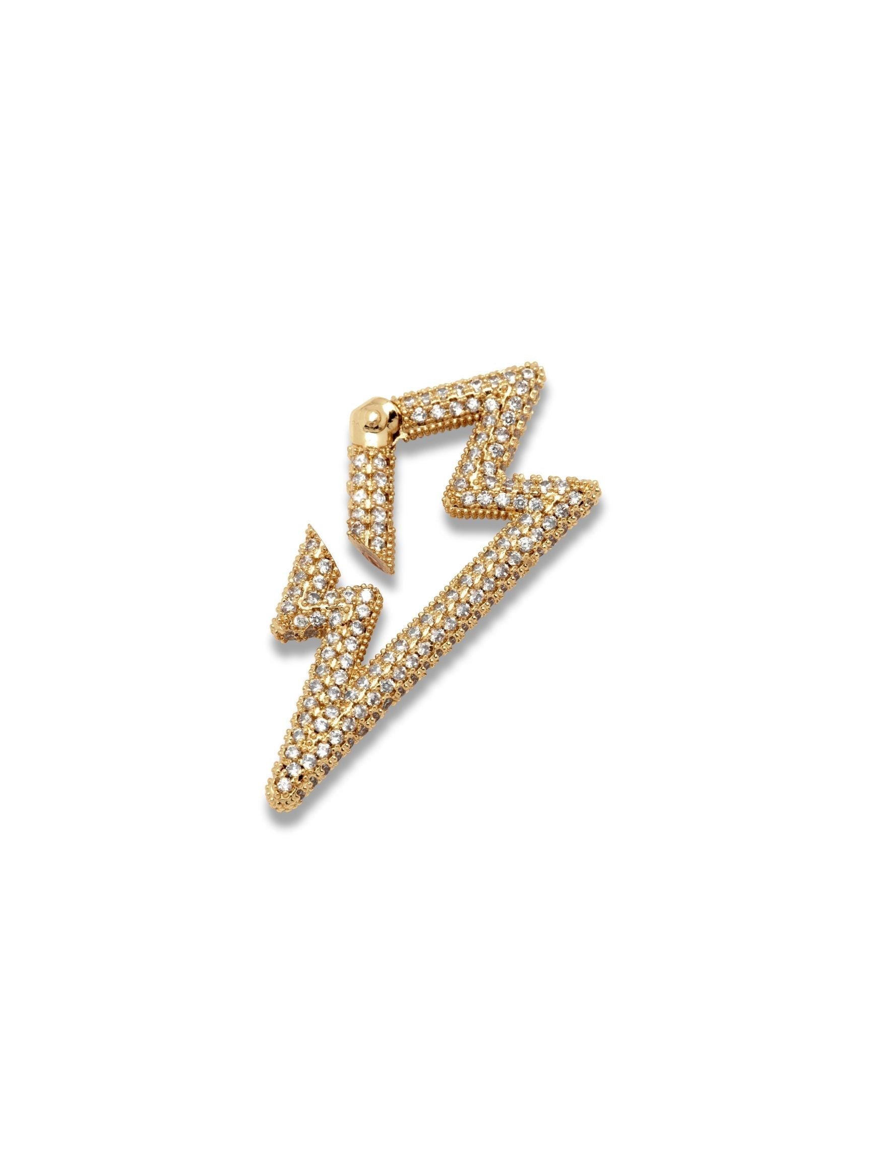 Gold Lightning Bolt Pavé Clicker Clasp-Pendant Charms-JAREDJAMIN Jewelry Online-JAREDJAMIN