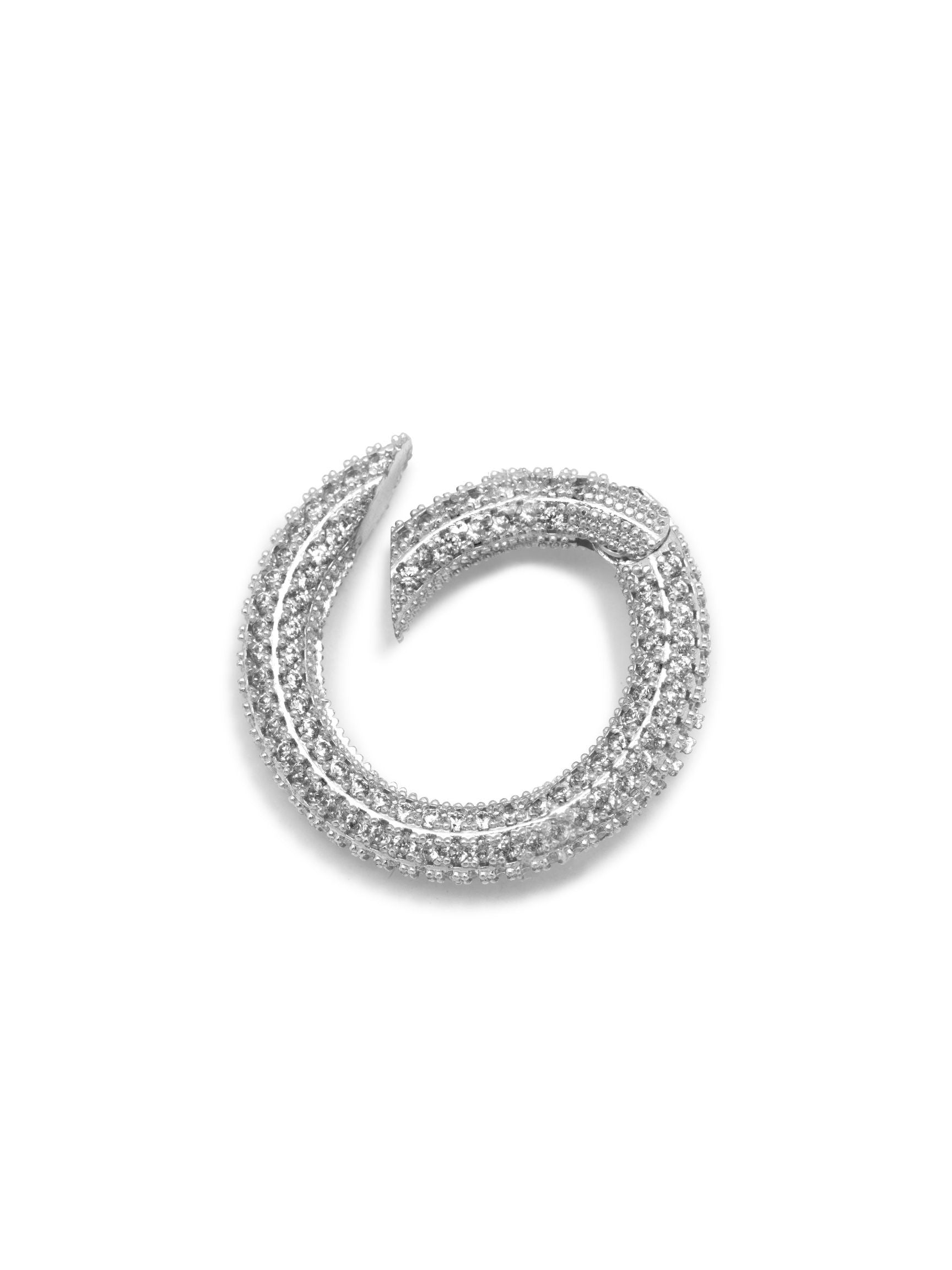 Silver Circular Pavé Clicker Clasp-Pendant Charms-JAREDJAMIN Jewelry Online-JAREDJAMIN