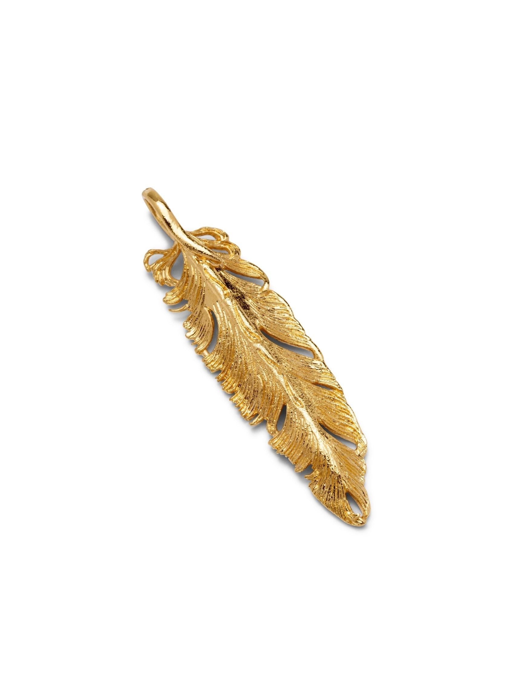 Gold Plume Pendant Charm-Pendant Charms-JAREDJAMIN Jewelry Online-JAREDJAMIN