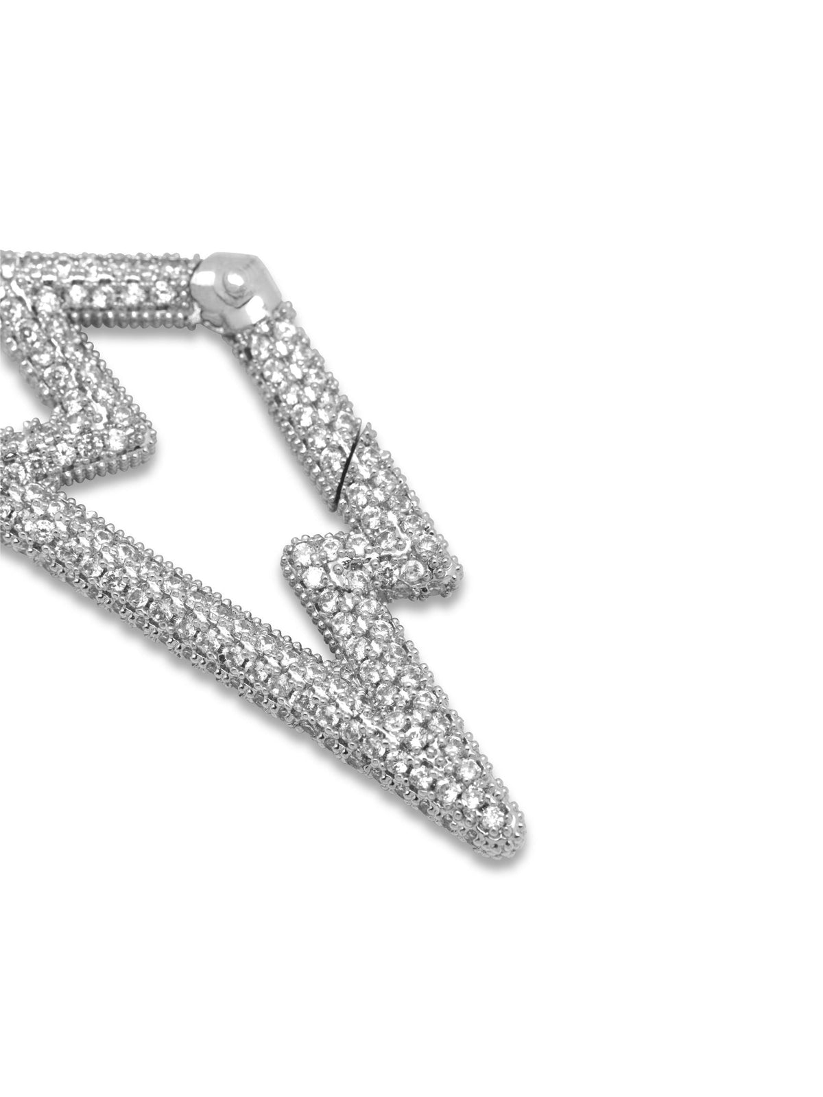 Silver Lightning Bolt Pavé Clicker Clasp-Pendant Charms-JAREDJAMIN Jewelry Online-JAREDJAMIN