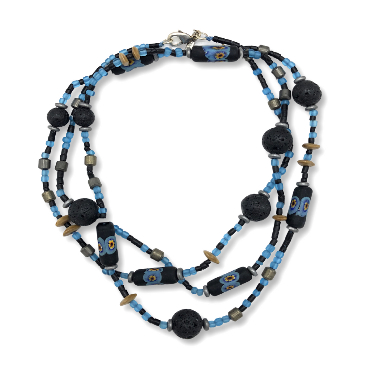 African Voyage Long Lava Necklace-Necklaces-JAREDJAMIN Jewelry Online-Blue-JAREDJAMIN - Fashion Jewelry &amp; Accessories