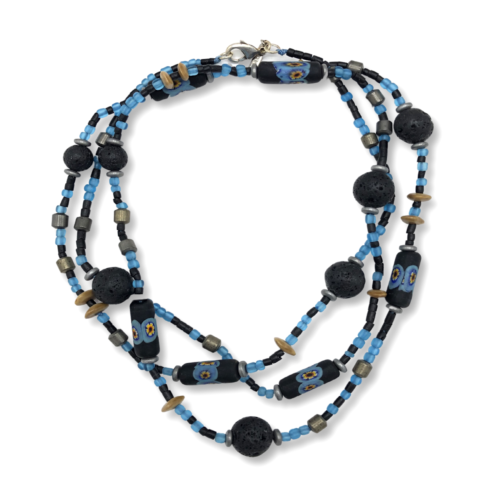 African Voyage Long Lava Necklace-Necklaces-JAREDJAMIN Jewelry Online-Blue-JAREDJAMIN - Fashion Jewelry & Accessories