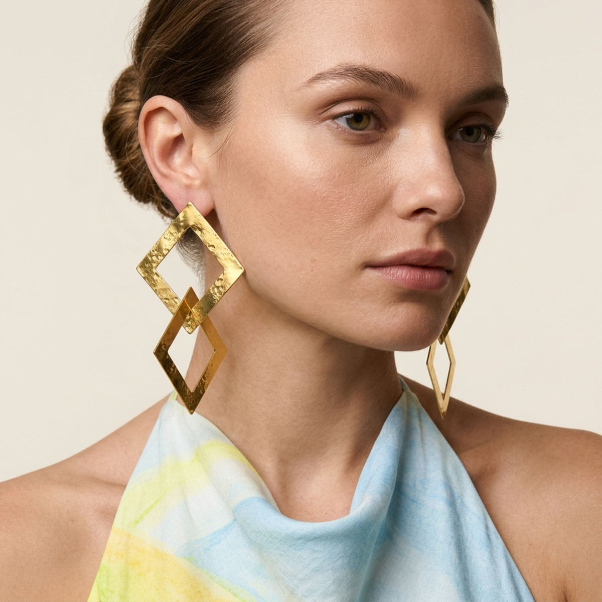 Asha Hammered Link Statement Earrings