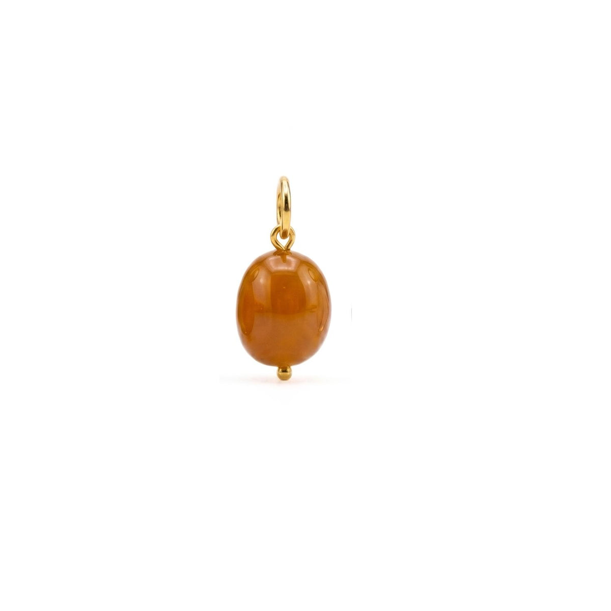 Hand-assembled in our West Hollywood studio, this carnelian pebble charm refracts warm amber tones against sleek gold. Crafted in eco-conscious, small batches. Style note: punctuates everything from sharp tailoring to an undone tee.