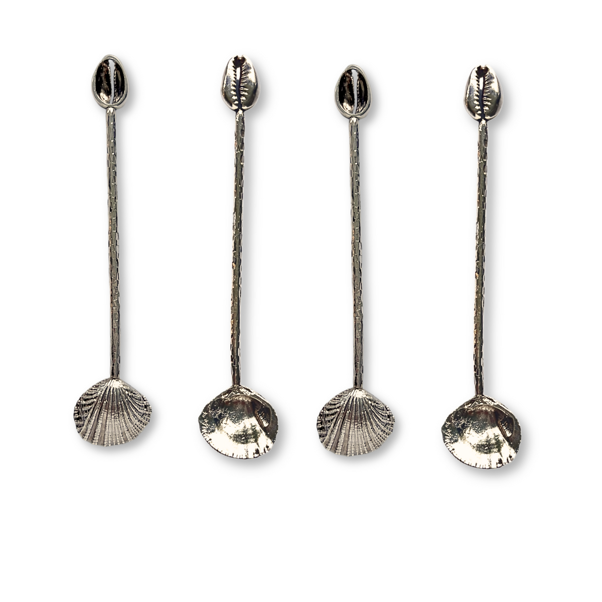 Silver Cockle &amp; Cowrie Condiment Spoons Set