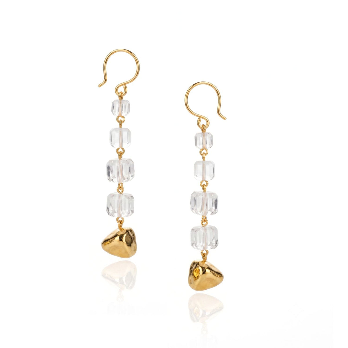 Koa Gold Graduated Crystal Cube Dangle Earrings