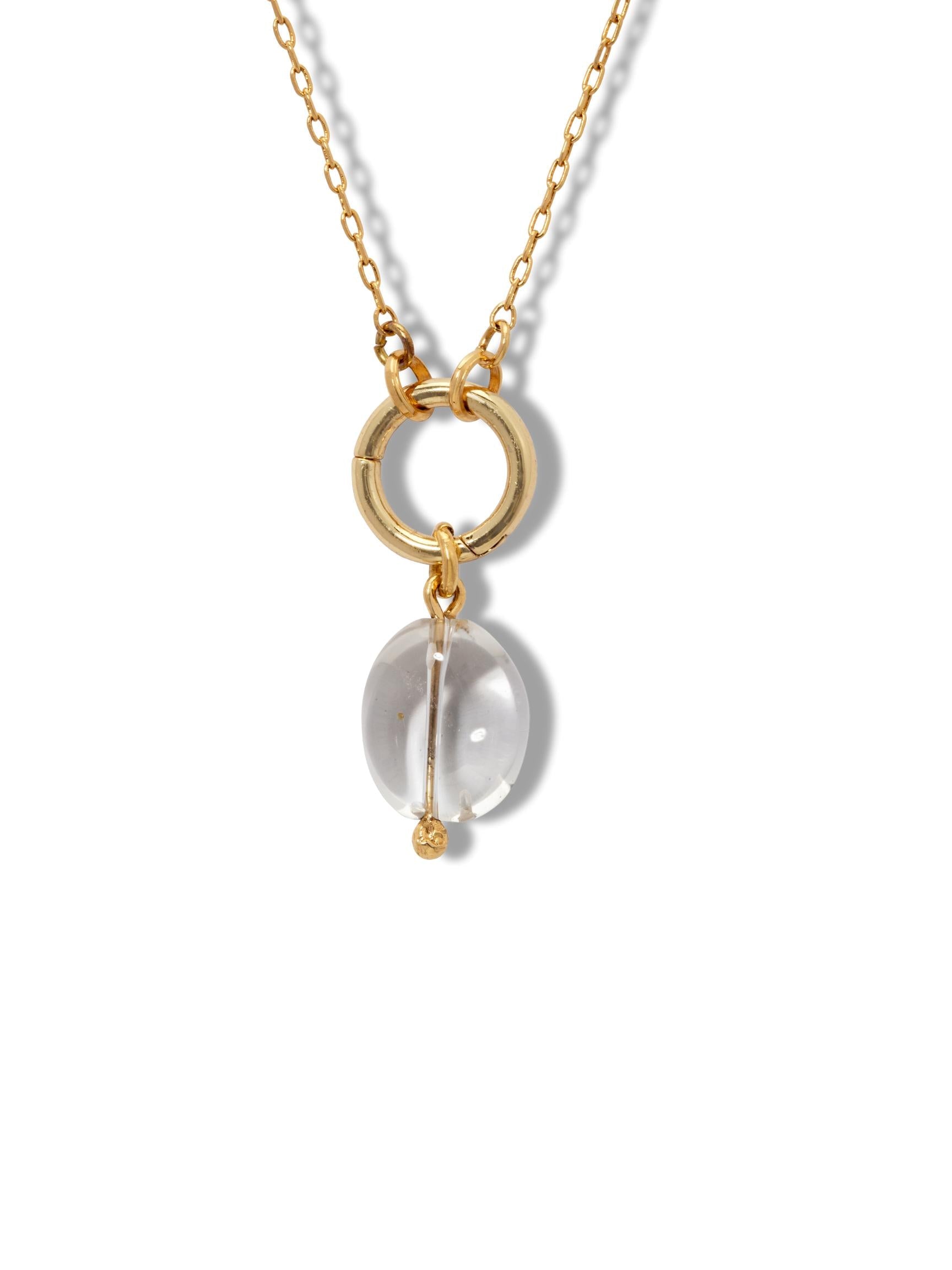 Crystal Quartz Pebble Necklace Pendant Charm-Pendant Charms-JAREDJAMIN Jewelry Online-Clear / Gold-JAREDJAMIN