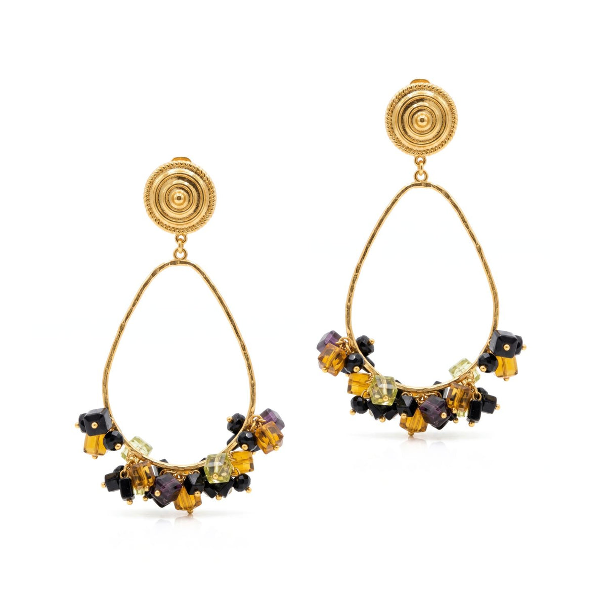 Cubism Drop Loop Clip Earrings