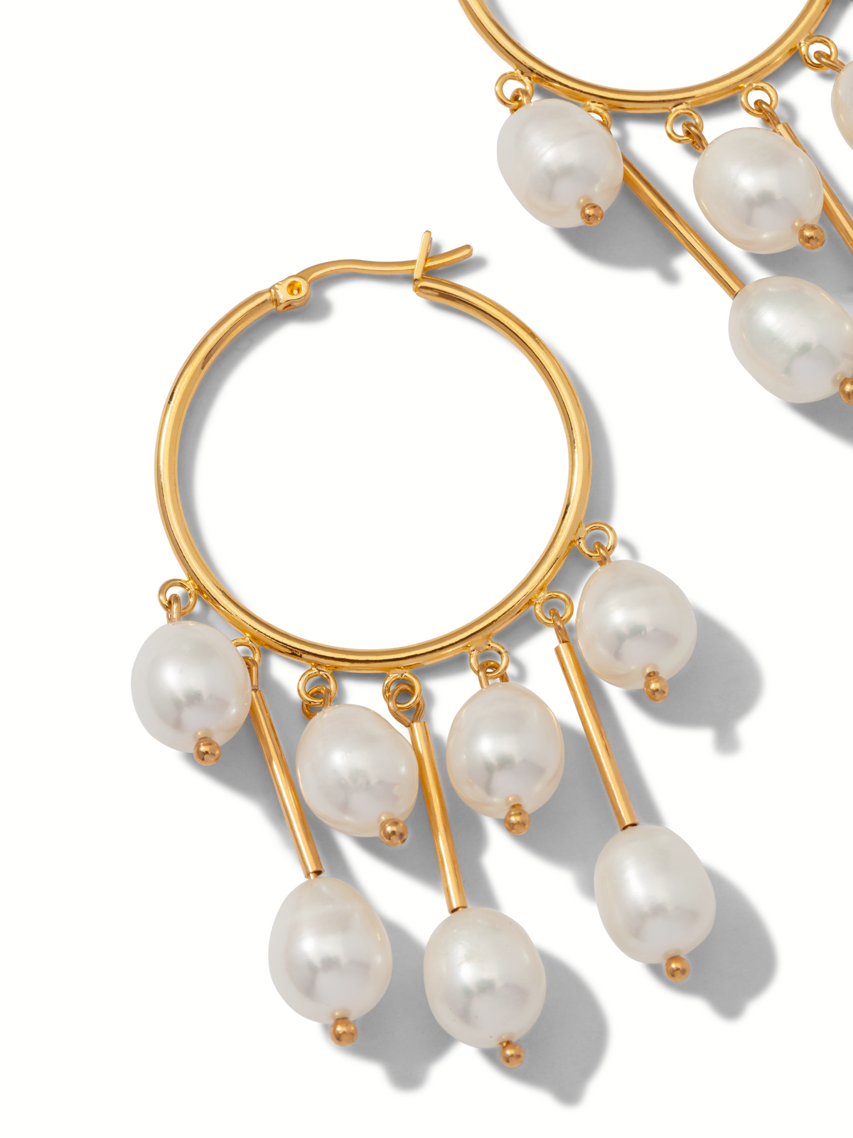 Daniela Dangle Hoop Pearl Earrings-Earrings-JAREDJAMIN Jewelry Online-JAREDJAMIN - Fashion Jewelry &amp; Accessories