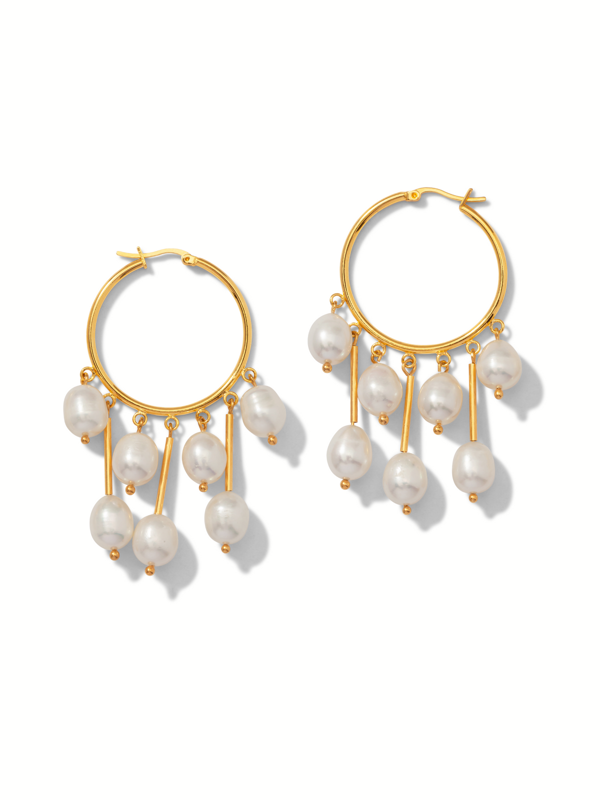 Daniela Dangle Hoop Pearl Earrings-Earrings-JAREDJAMIN Jewelry Online-JAREDJAMIN - Fashion Jewelry &amp; Accessories