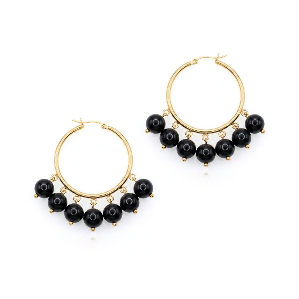Daniela Hoop Onyx Earrings