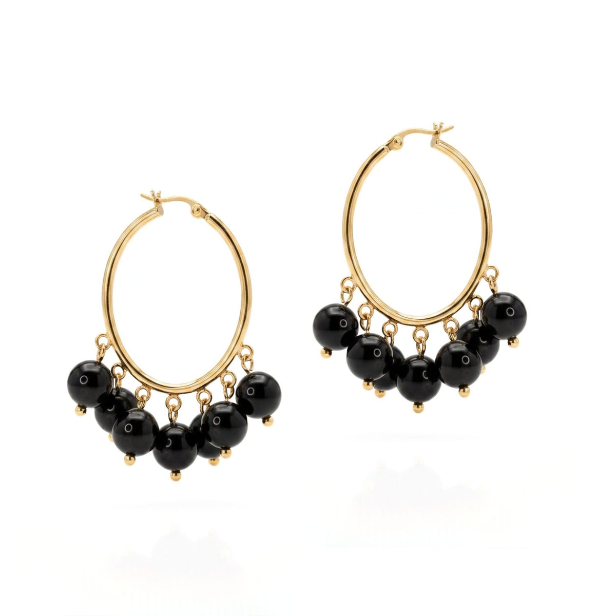 Daniela Hoop Onyx Earrings