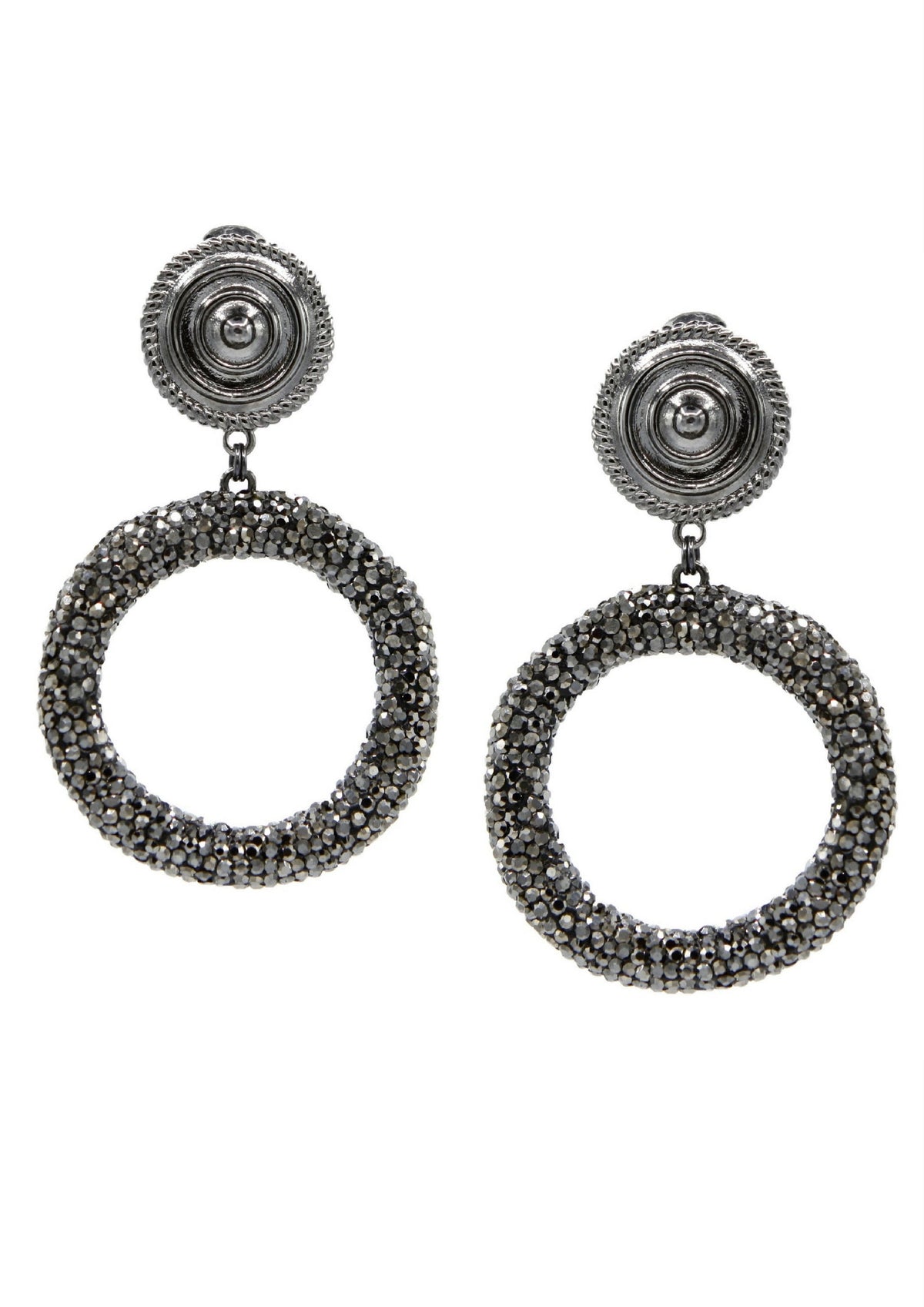 Dolly Pavé Clip Earrings-Earrings-JAREDJAMIN Jewelry Online-Gunmetal-JARED JAMIN