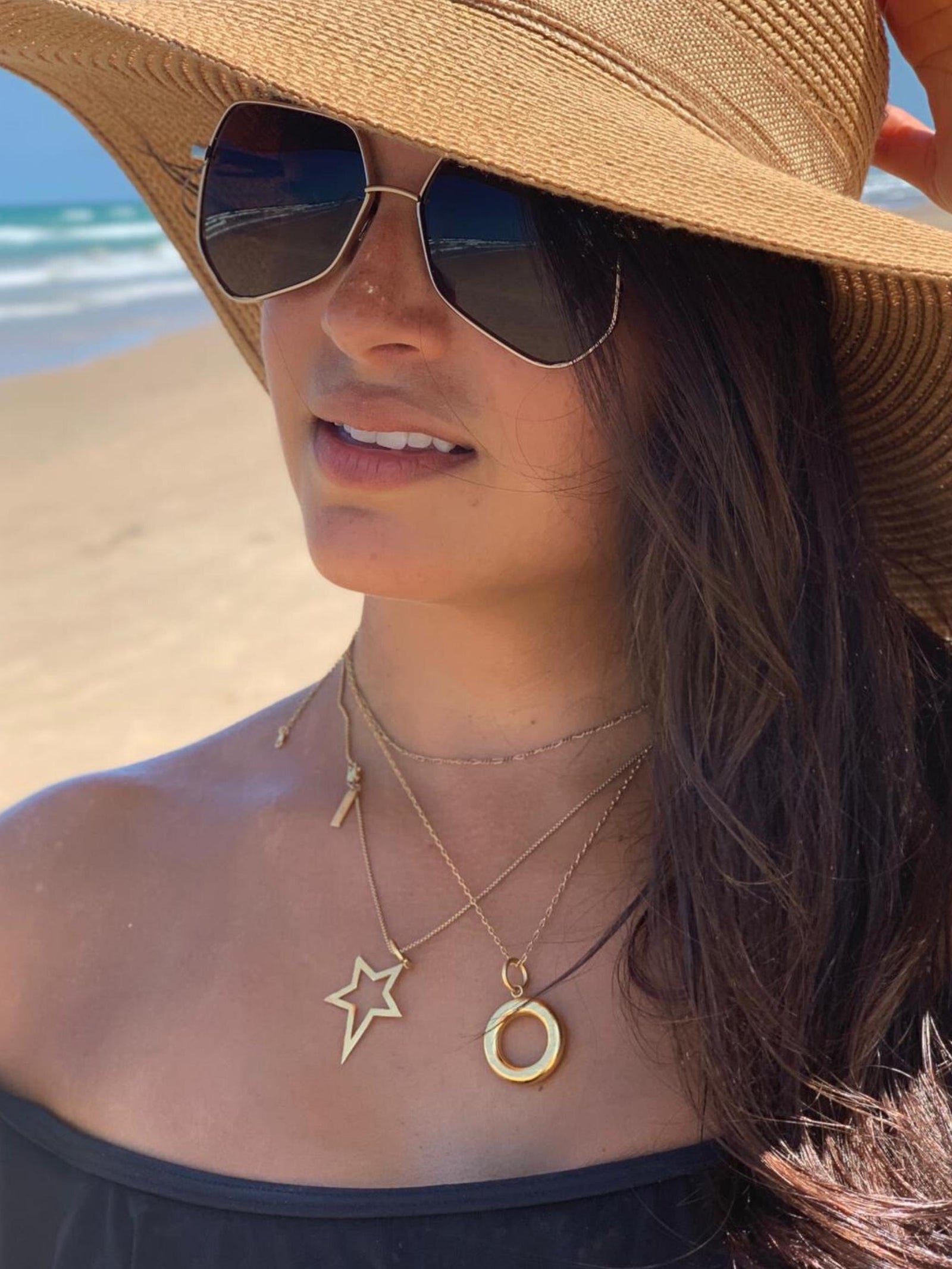 The Gold Shooting Star Pendant Charm sm by JAREDJAMIN Jewelry Online features a hammered texture, cut-out center, and top loop. This 18K gold plated charm is shown against a plain white background.