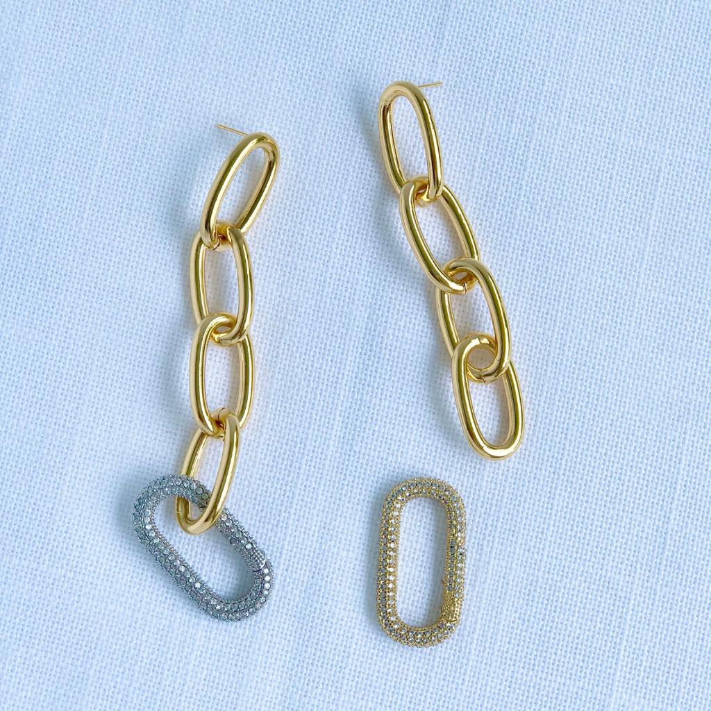 Gold Oval Pavé Clicker Clasp-Pendant Charms-JAREDJAMIN Jewelry Online-JAREDJAMIN