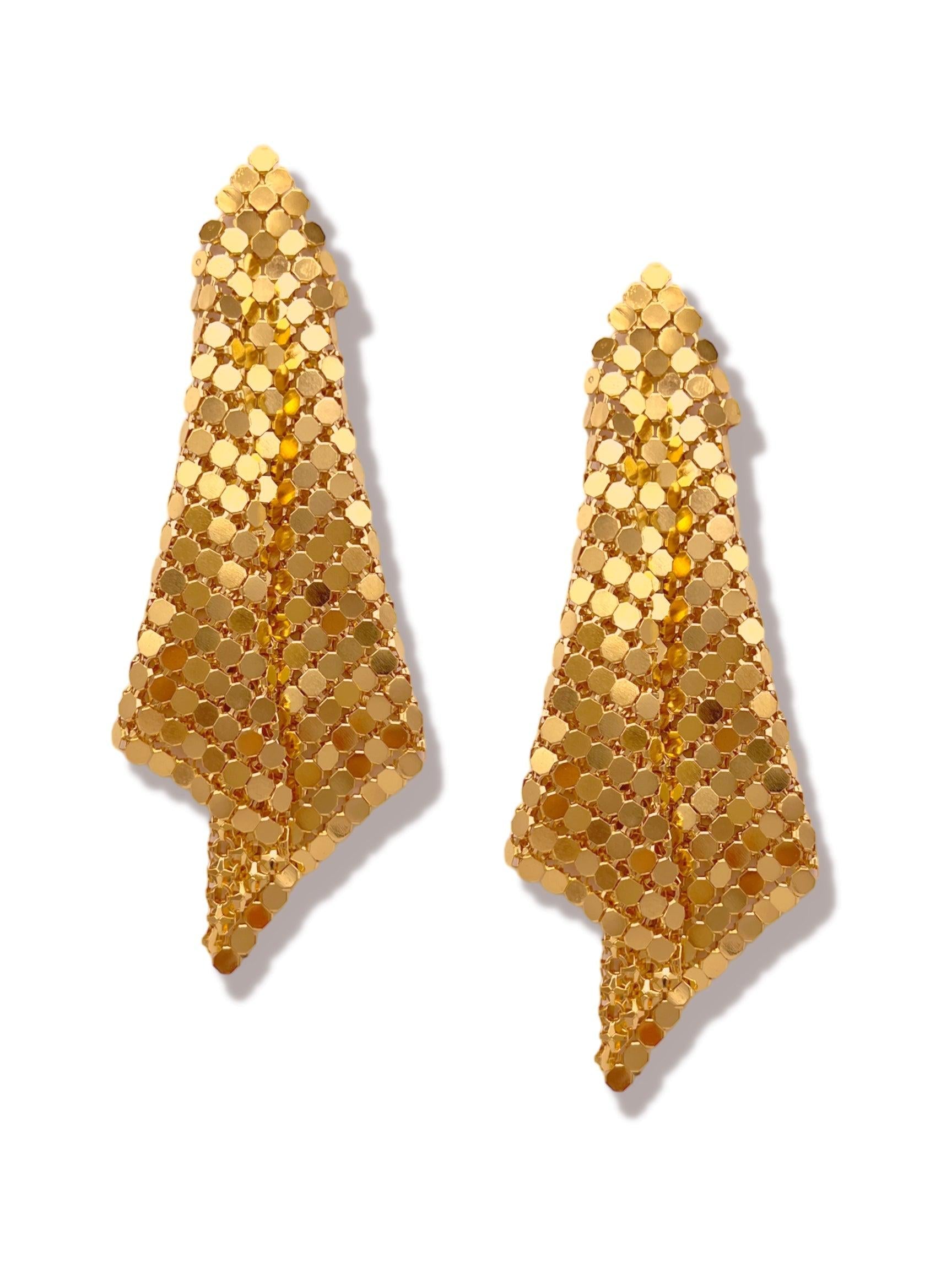 Gold Fazzoletto Chainmail Post Earrings-Earrings-JAREDJAMIN Jewelry Online-18K Gold-JAREDJAMIN - Fashion Jewelry & Accessories