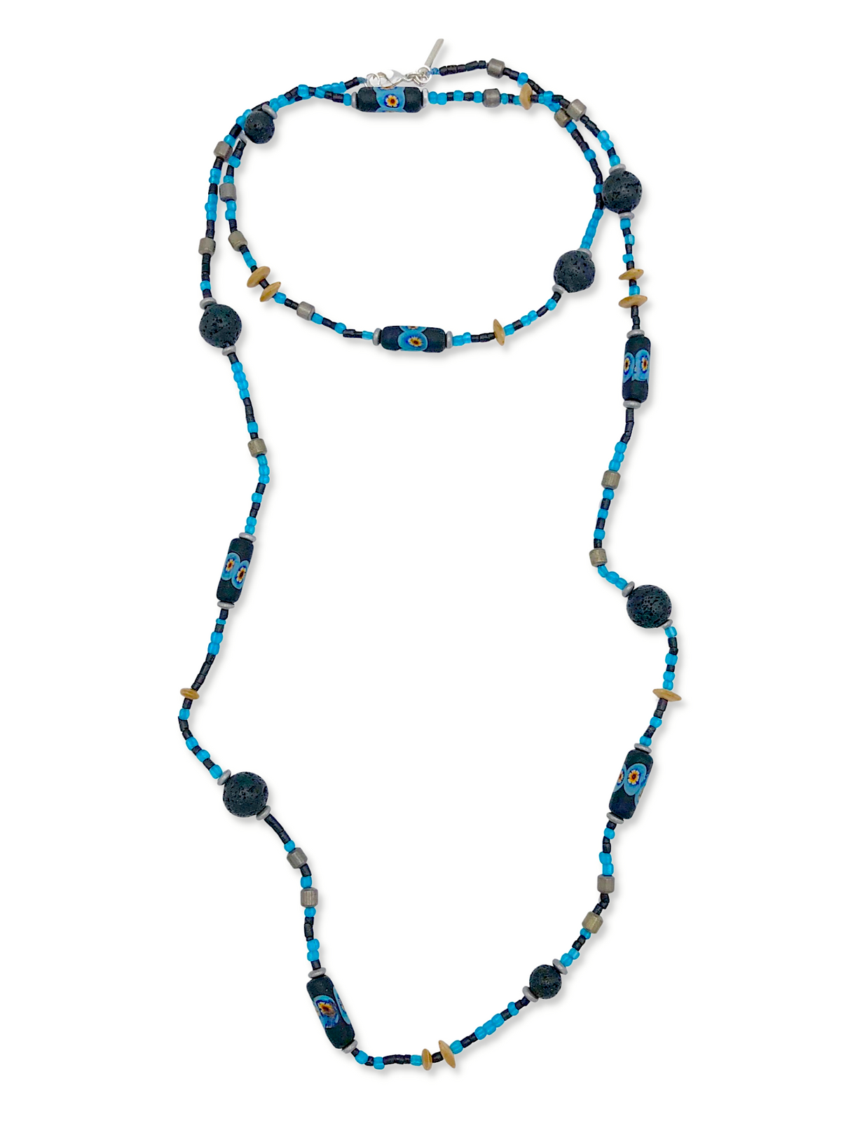 African Voyage Long Lava Necklace-Necklaces-JAREDJAMIN Jewelry Online-Blue-JAREDJAMIN - Fashion Jewelry &amp; Accessories