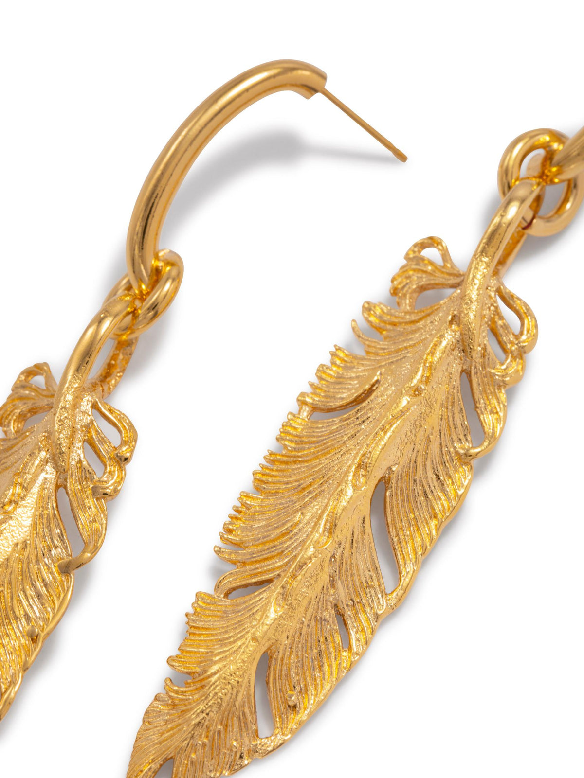 Gold Plume Dangle Post Earrings-Earrings-JAREDJAMIN Jewelry Online-JAREDJAMIN