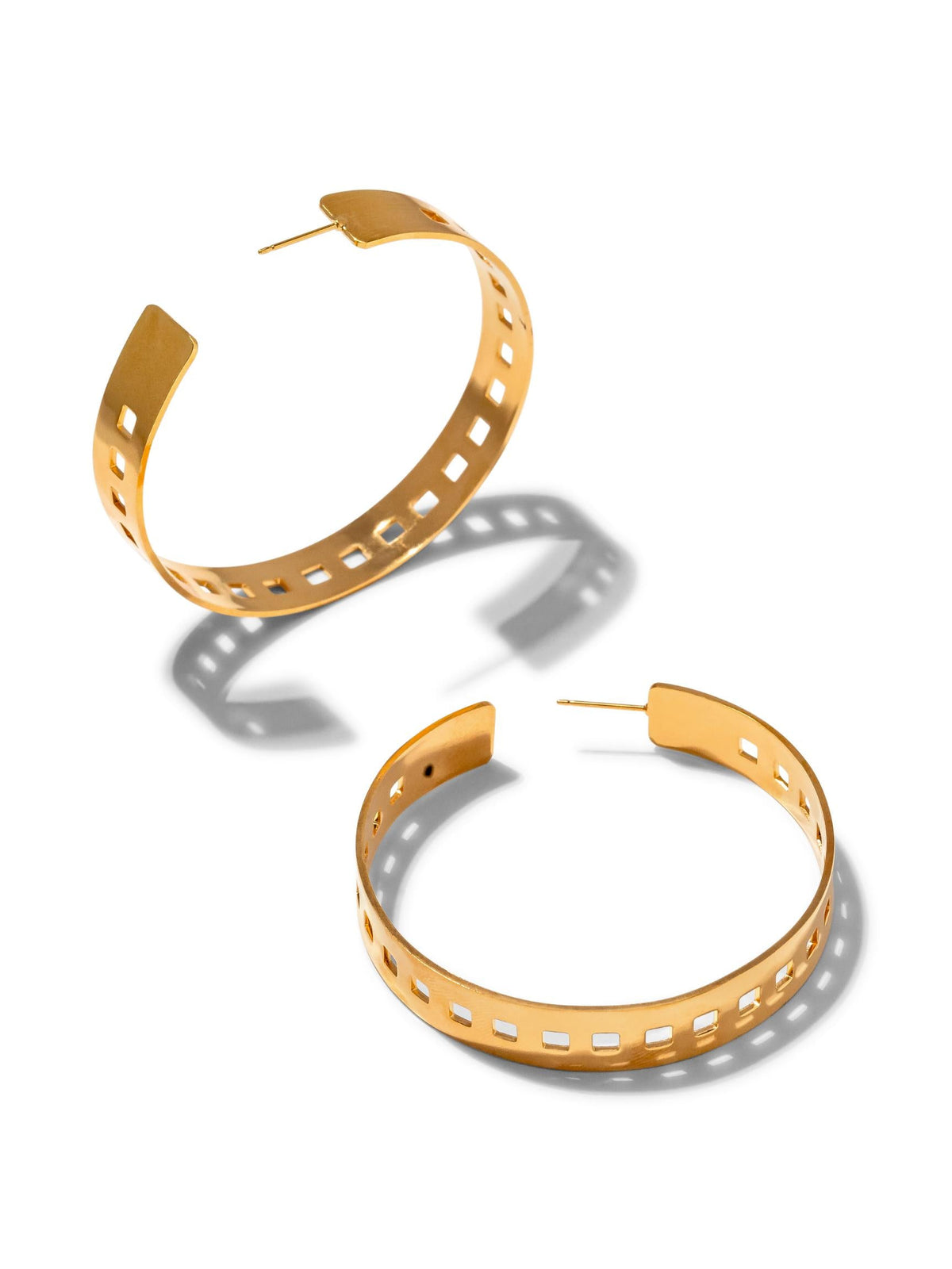 Gold Girls On Film Hoop Earrings-Earrings-JAREDJAMIN Jewelry Online-JAREDJAMIN