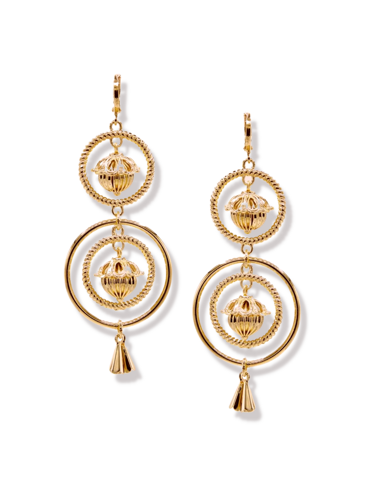 Gold Bollywood Dangle Leverback Earrings-Earrings-JAREDJAMIN Jewelry Online-JAREDJAMIN - Fashion Jewelry &amp; Accessories