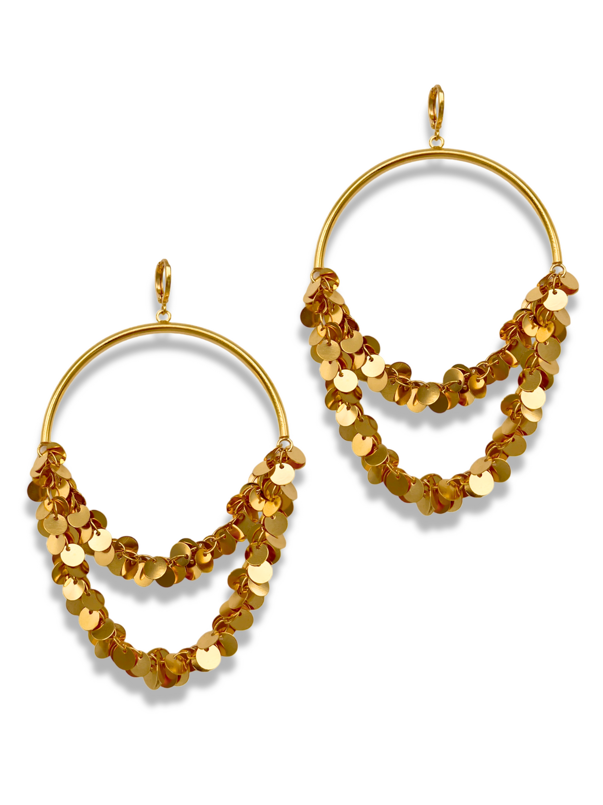 Gold Confetti Leverback Chandelier Earrings-Earrings-JAREDJAMIN Jewelry Online-JAREDJAMIN - Fashion Jewelry &amp; Accessories