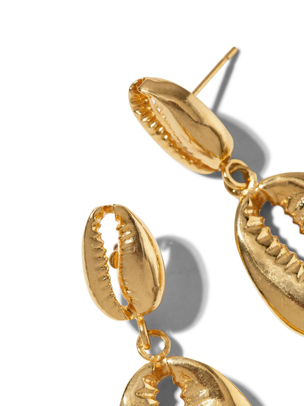 Gold Cowrie Drop Earrings-Earrings-JAREDJAMIN Jewelry Online-JAREDJAMIN