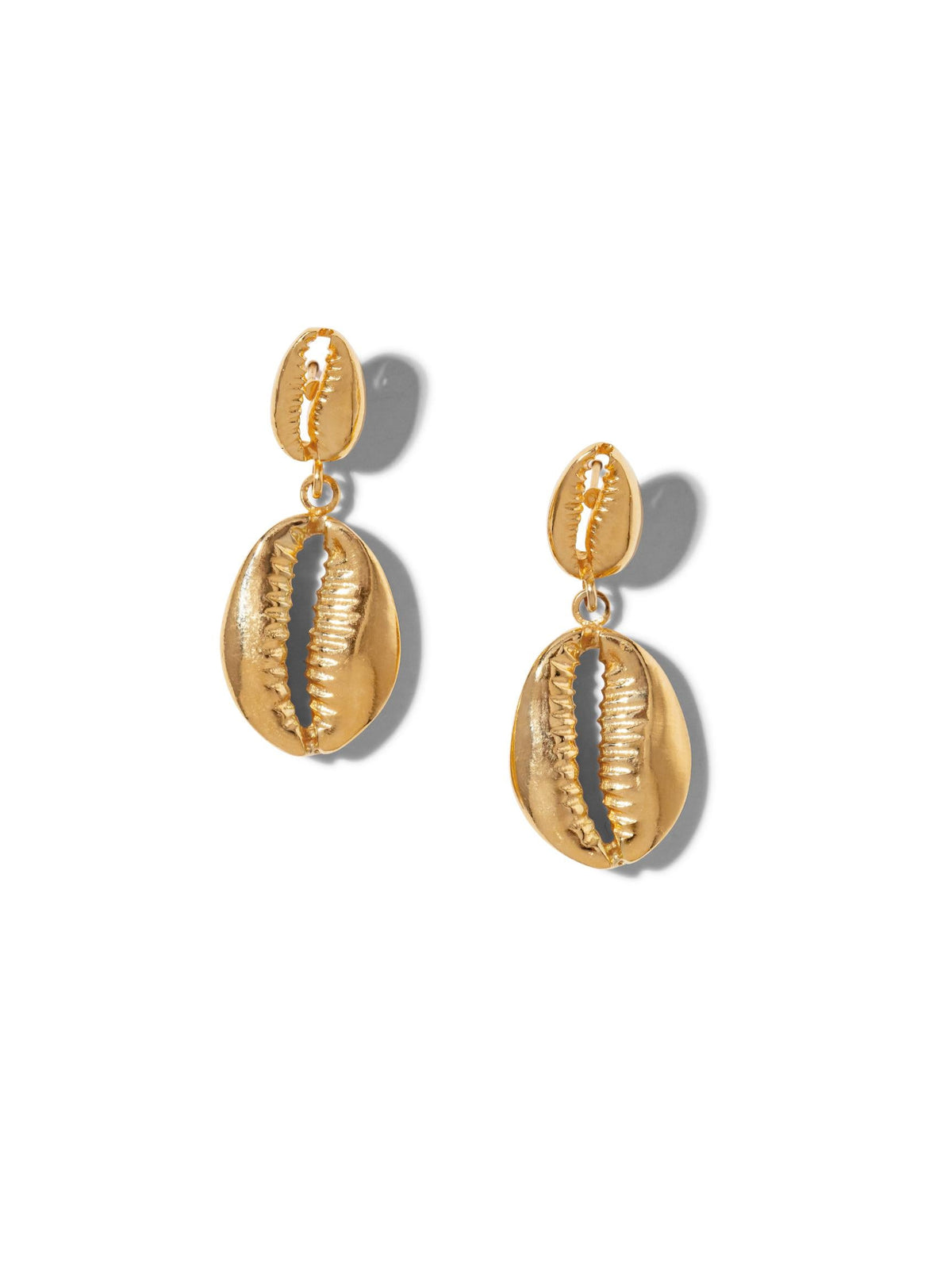 Gold Cowrie Drop Earrings-Earrings-JAREDJAMIN Jewelry Online-JAREDJAMIN