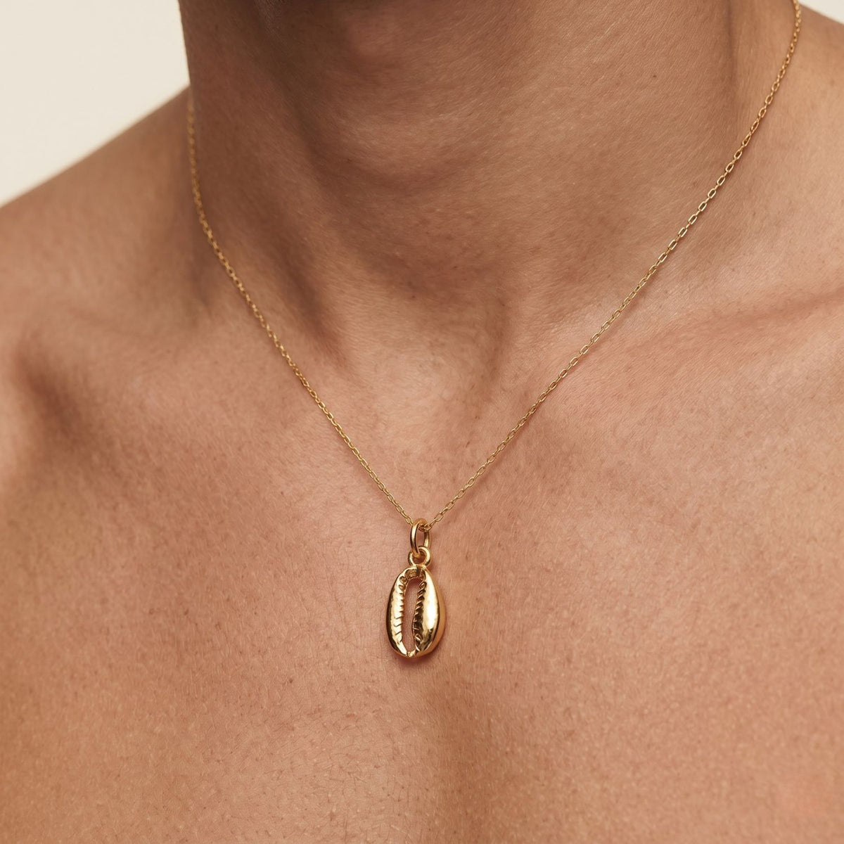 Gold Cowrie Necklace Pendant Charm (sm)