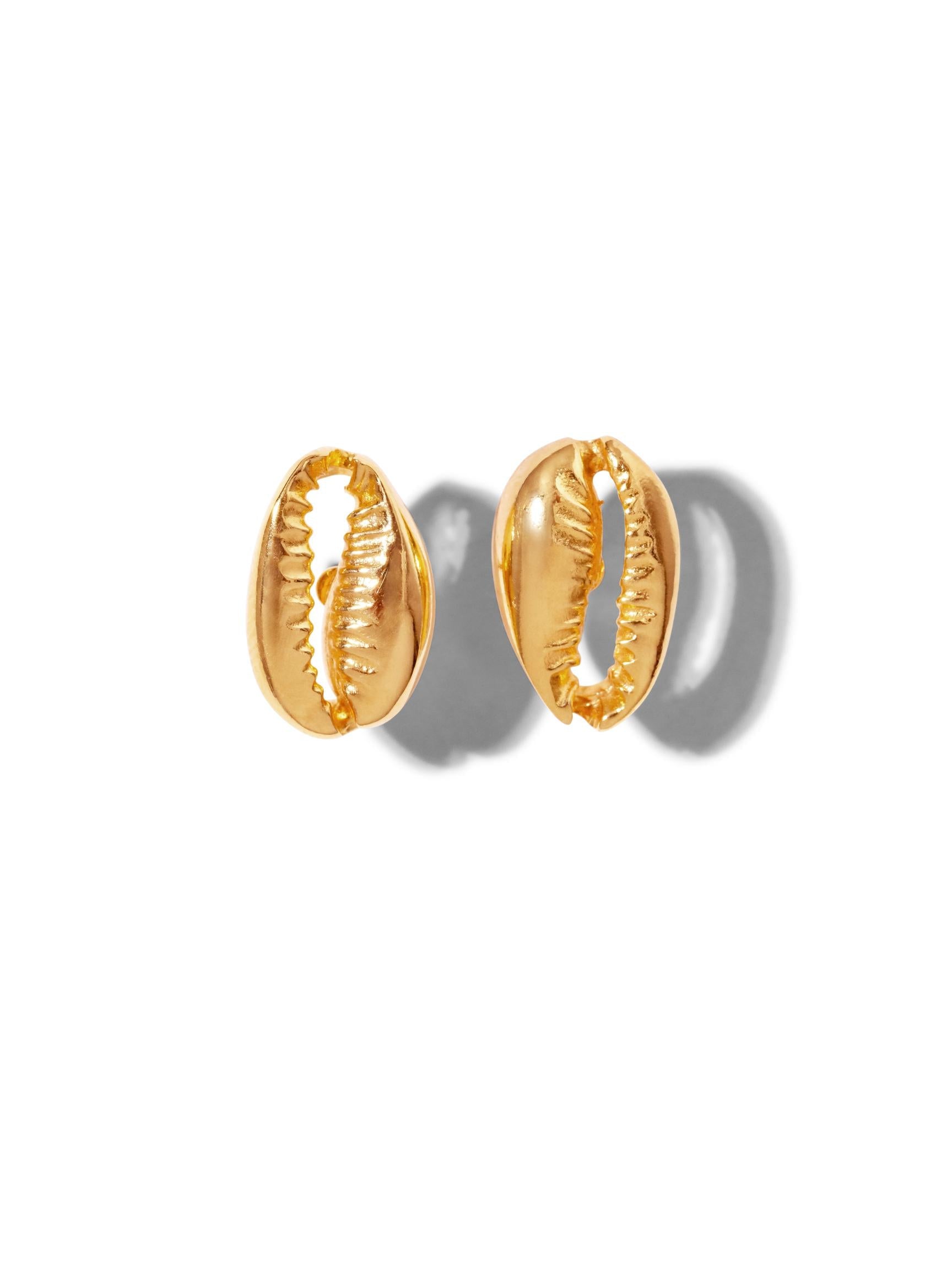 Gold Cowrie Stud Post Earrings-Earrings-JAREDJAMIN Jewelry Online-JAREDJAMIN