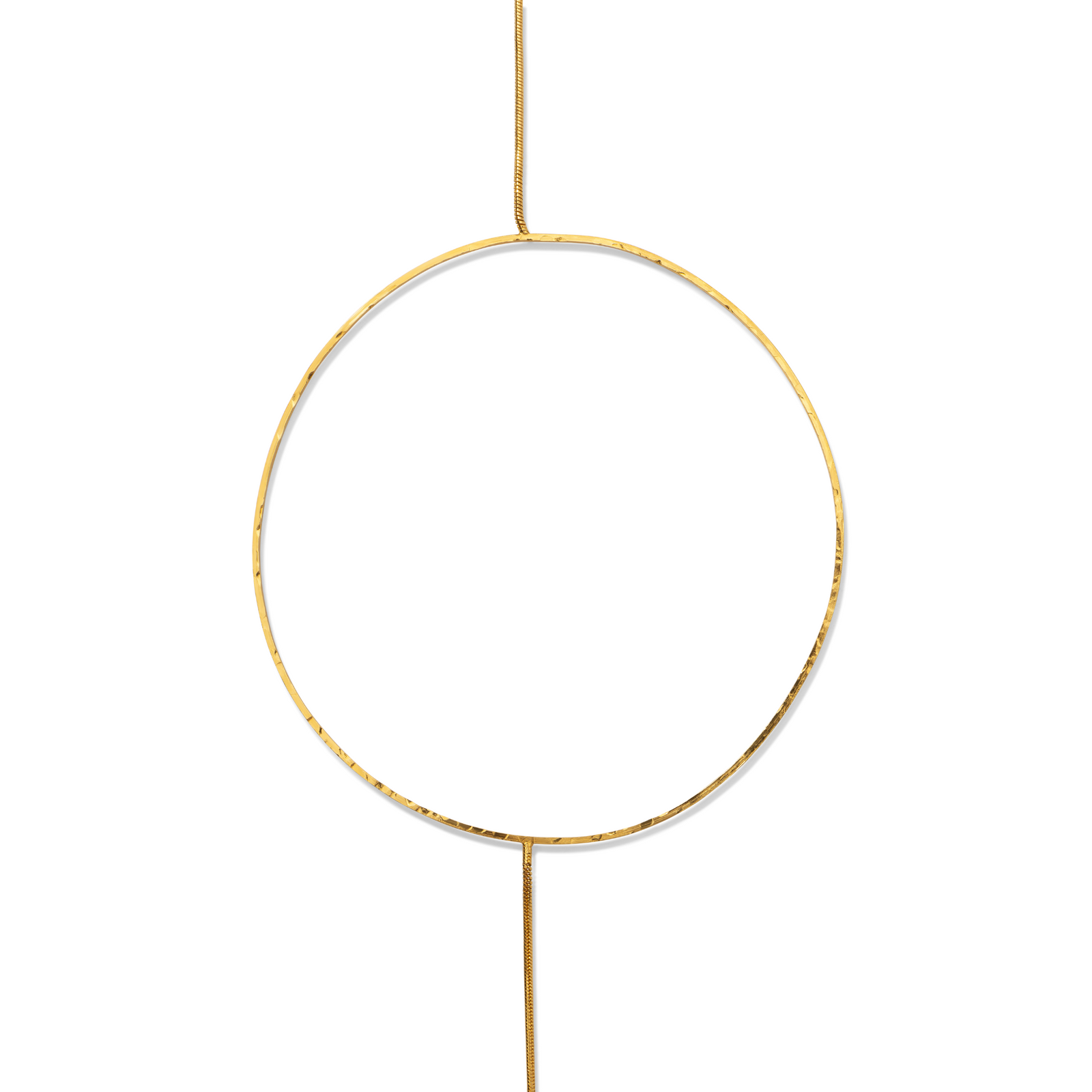 The Gold Halo Necklace by JAREDJAMIN Jewelry Online features an off-center large open circle pendant on a thin 18k gold plated chain with a visible toggle clasp, displayed against a plain white backdrop.