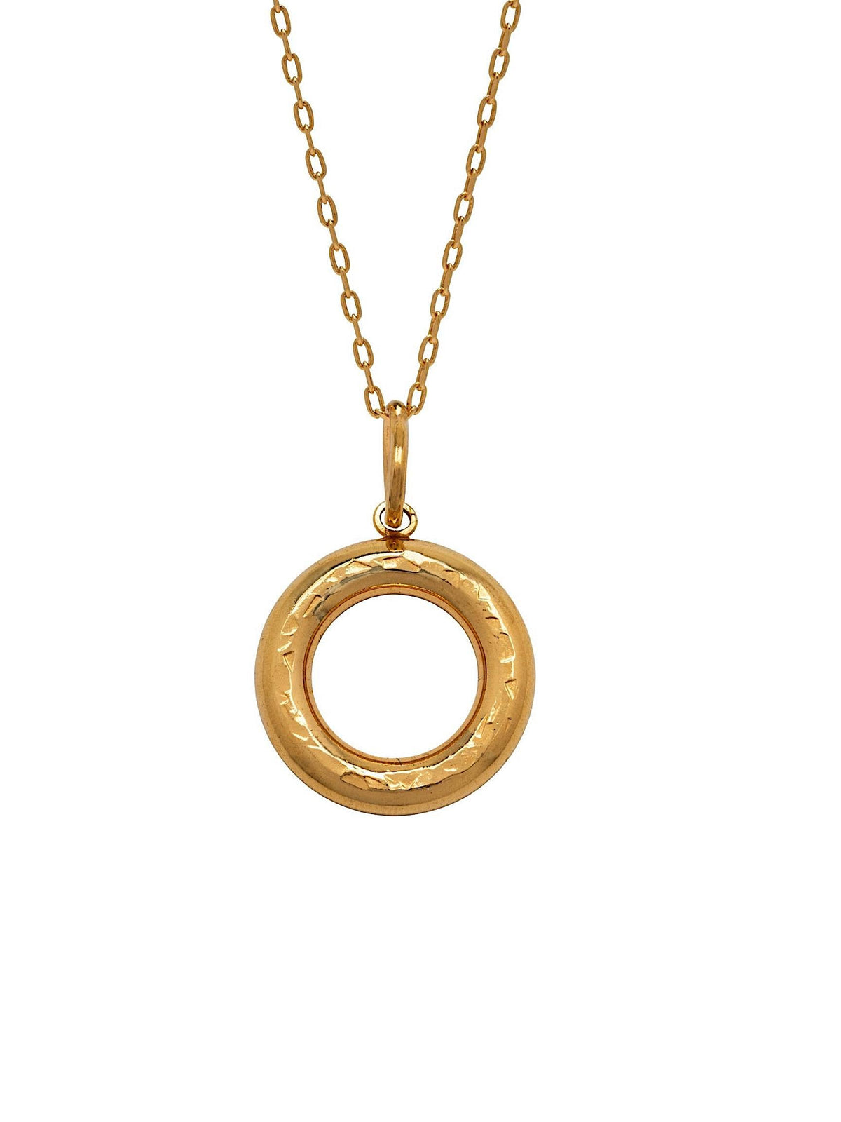 Gold Hammered Doughnut Necklace Pendant Charm-Pendant Charms-JAREDJAMIN Jewelry Online-JAREDJAMIN - Fashion Jewelry &amp; Accessories