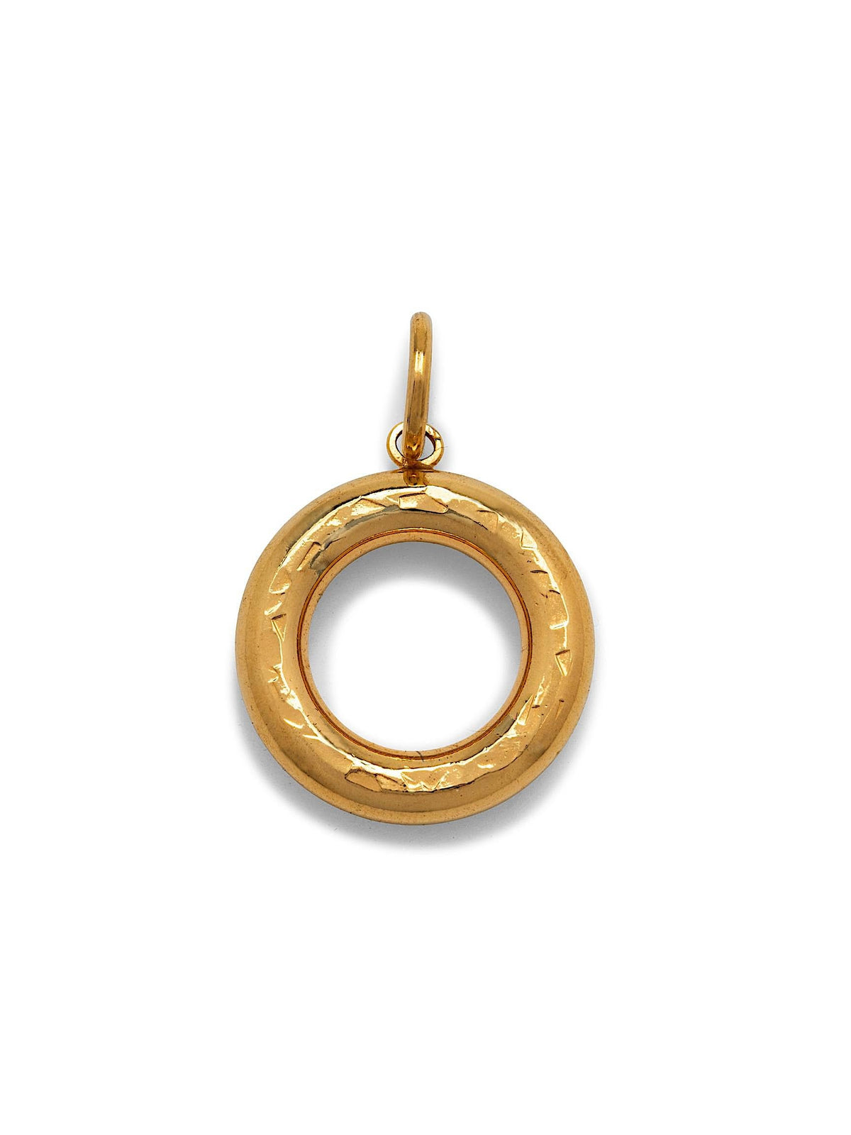 Gold Hammered Doughnut Necklace Pendant Charm-Pendant Charms-JAREDJAMIN Jewelry Online-JAREDJAMIN - Fashion Jewelry &amp; Accessories