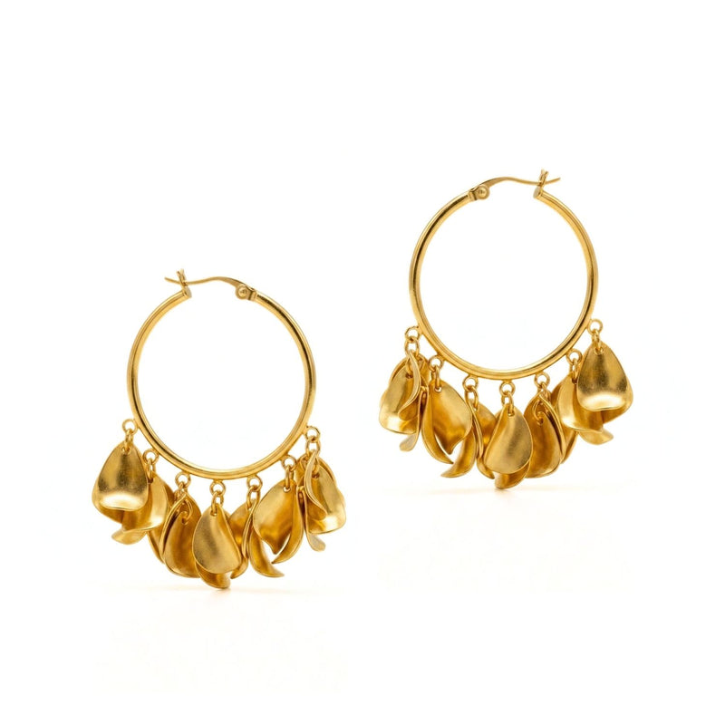 Large Petali Cascading Flower Hoop Earrings