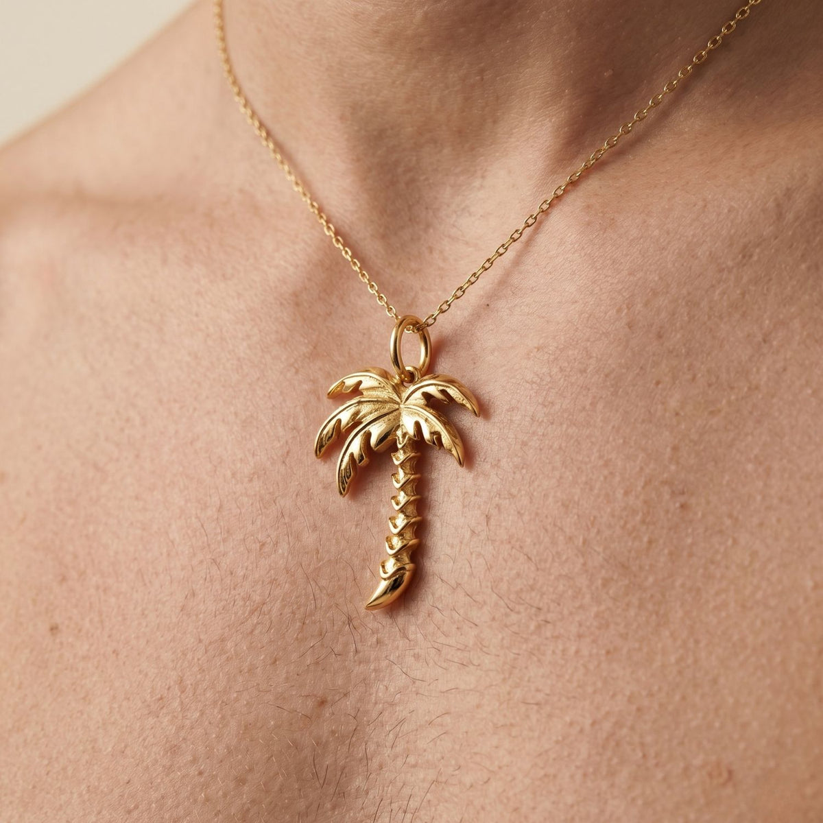 Gold Palm Necklace Pendant Charm