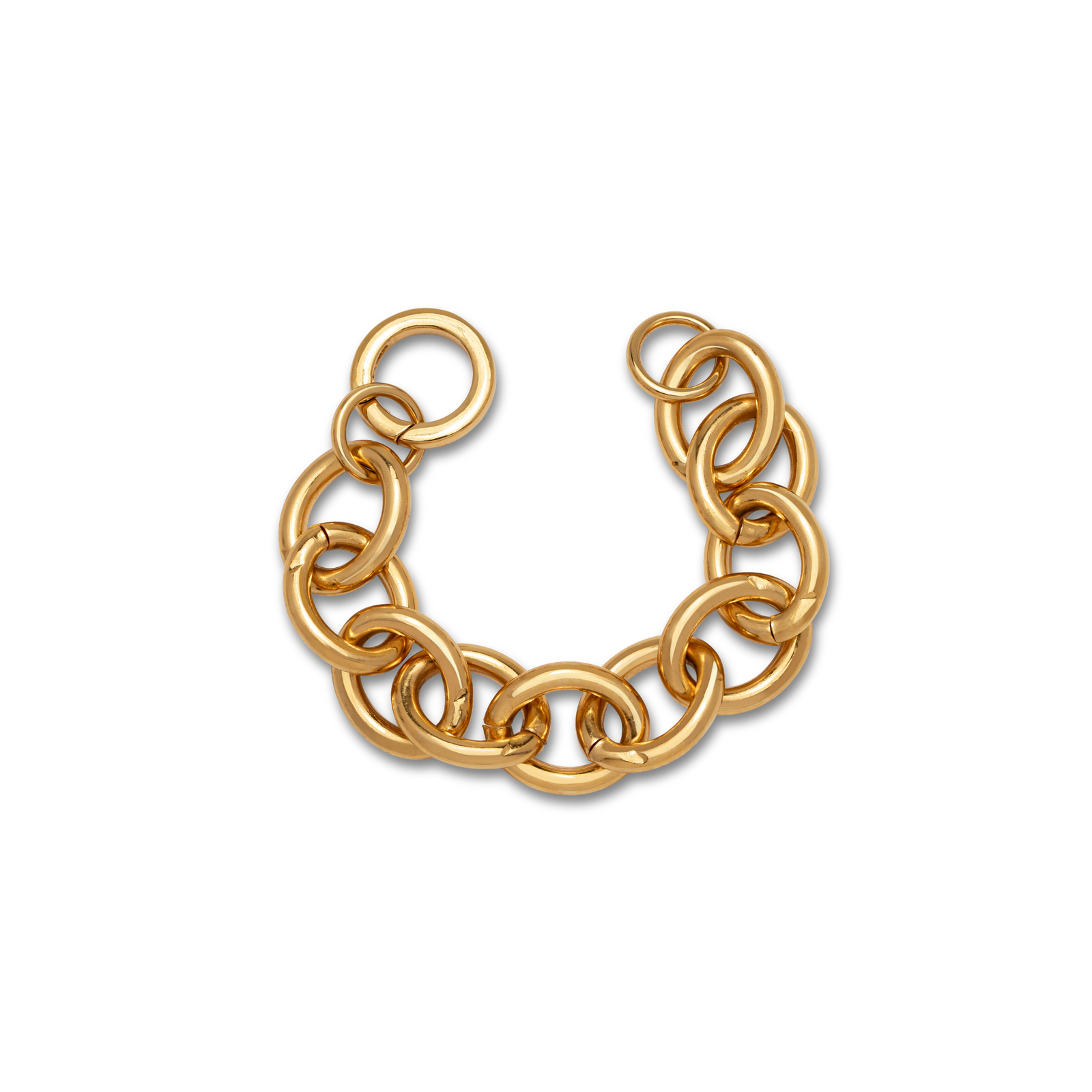 The Gold Parker Link Chain Bracelet by JAREDJAMIN Jewelry Online features bold, polished oval and round links with a Detachable Clicker clasp, displayed on a white background—ideal statement arm candy for any style.