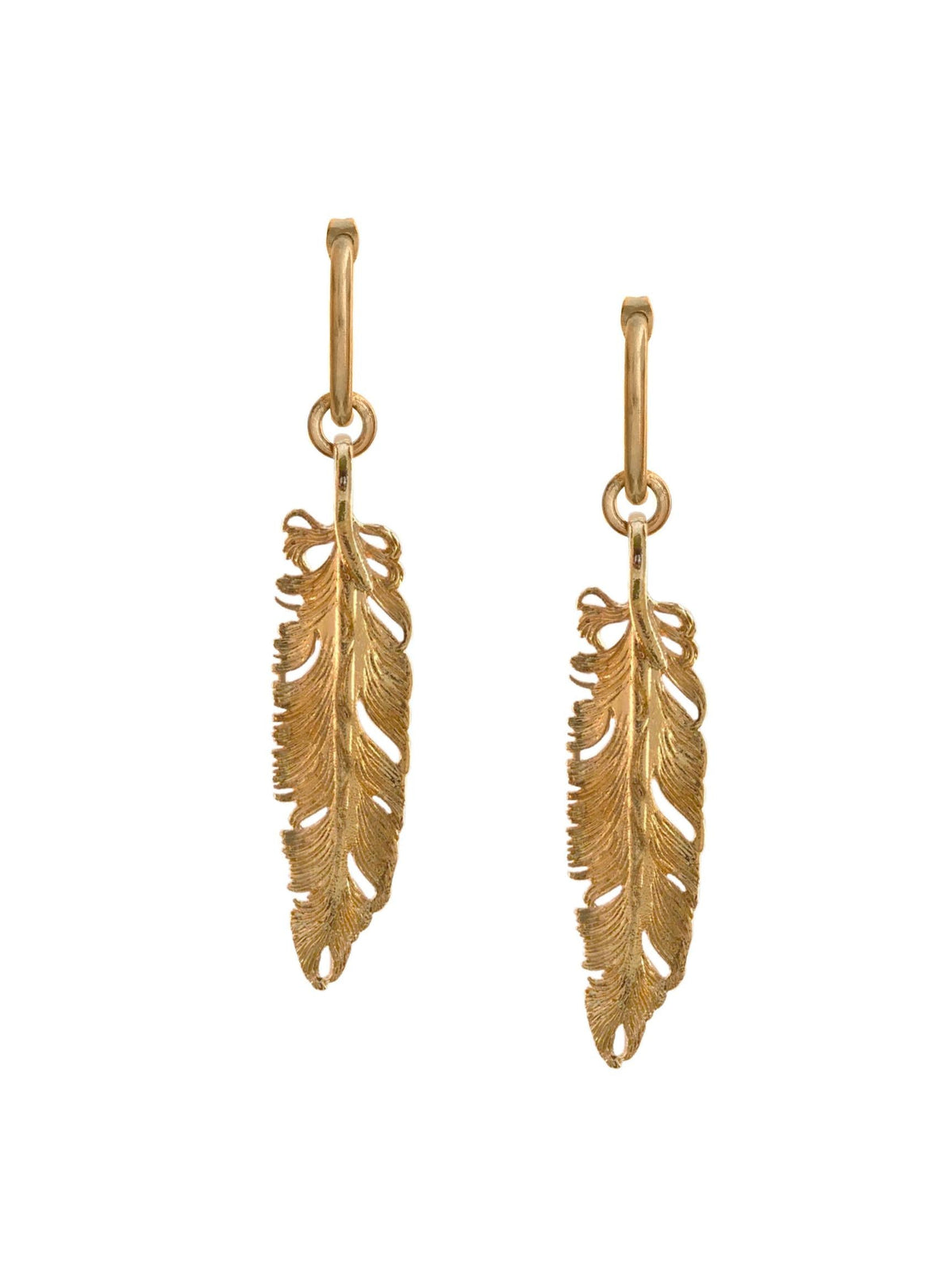 Gold Plume Dangle Post Earrings-Earrings-JAREDJAMIN Jewelry Online-JAREDJAMIN