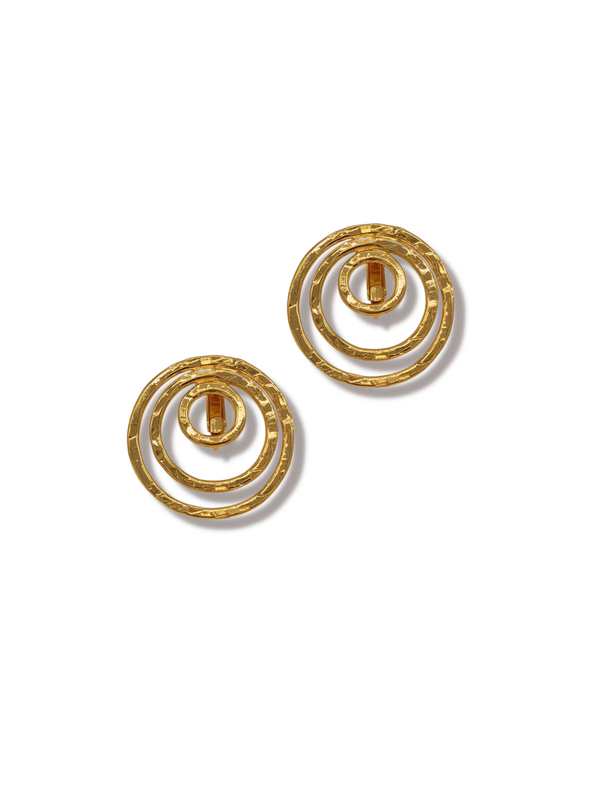 Gold Ripple Textured Simple Clipon Earrings-Earrings-JAREDJAMIN Jewelry Online-JAREDJAMIN - Fashion Jewelry &amp; Accessories