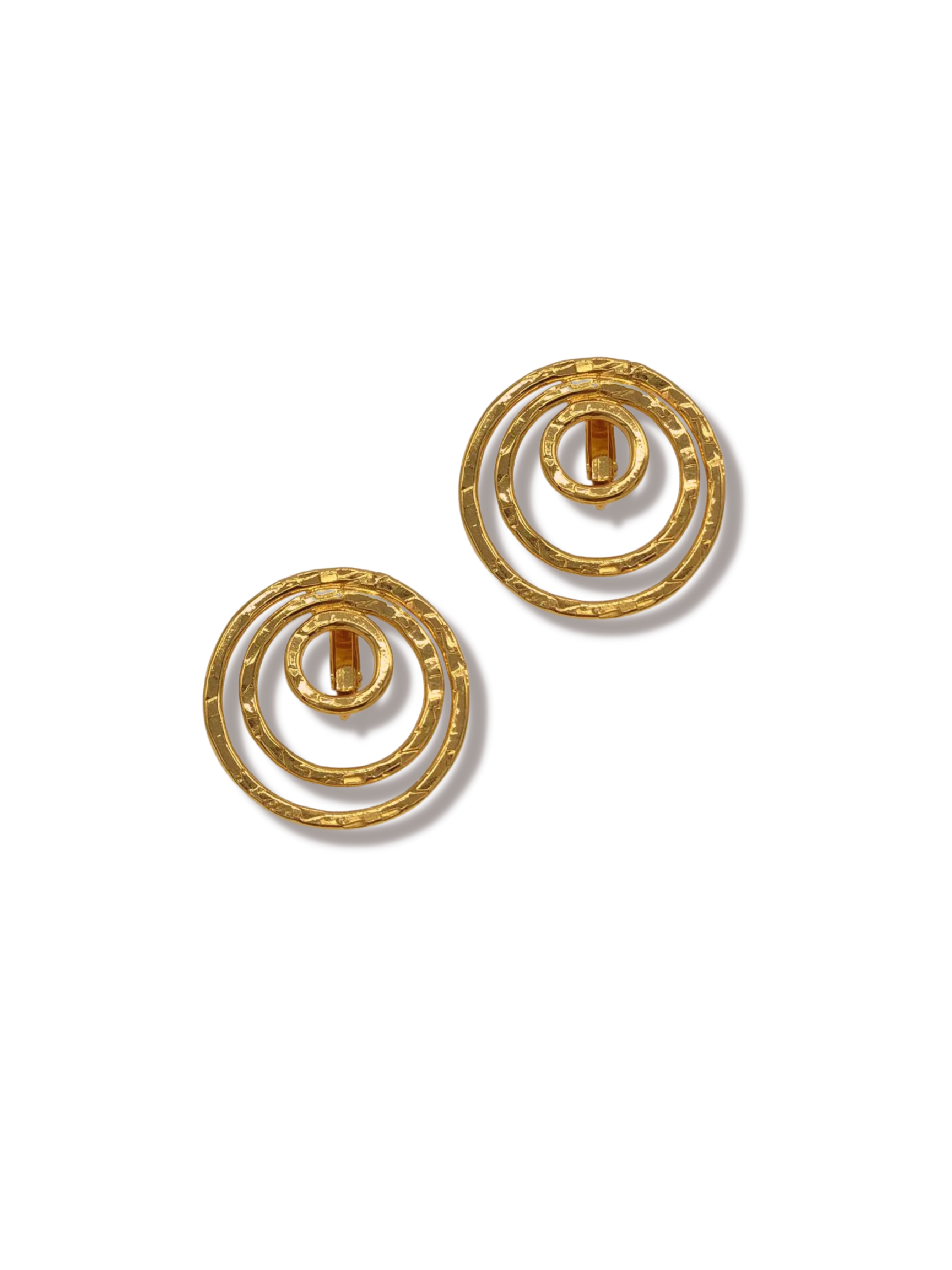 Gold Ripple Textured Simple Clipon Earrings-Earrings-JAREDJAMIN Jewelry Online-JAREDJAMIN - Fashion Jewelry & Accessories