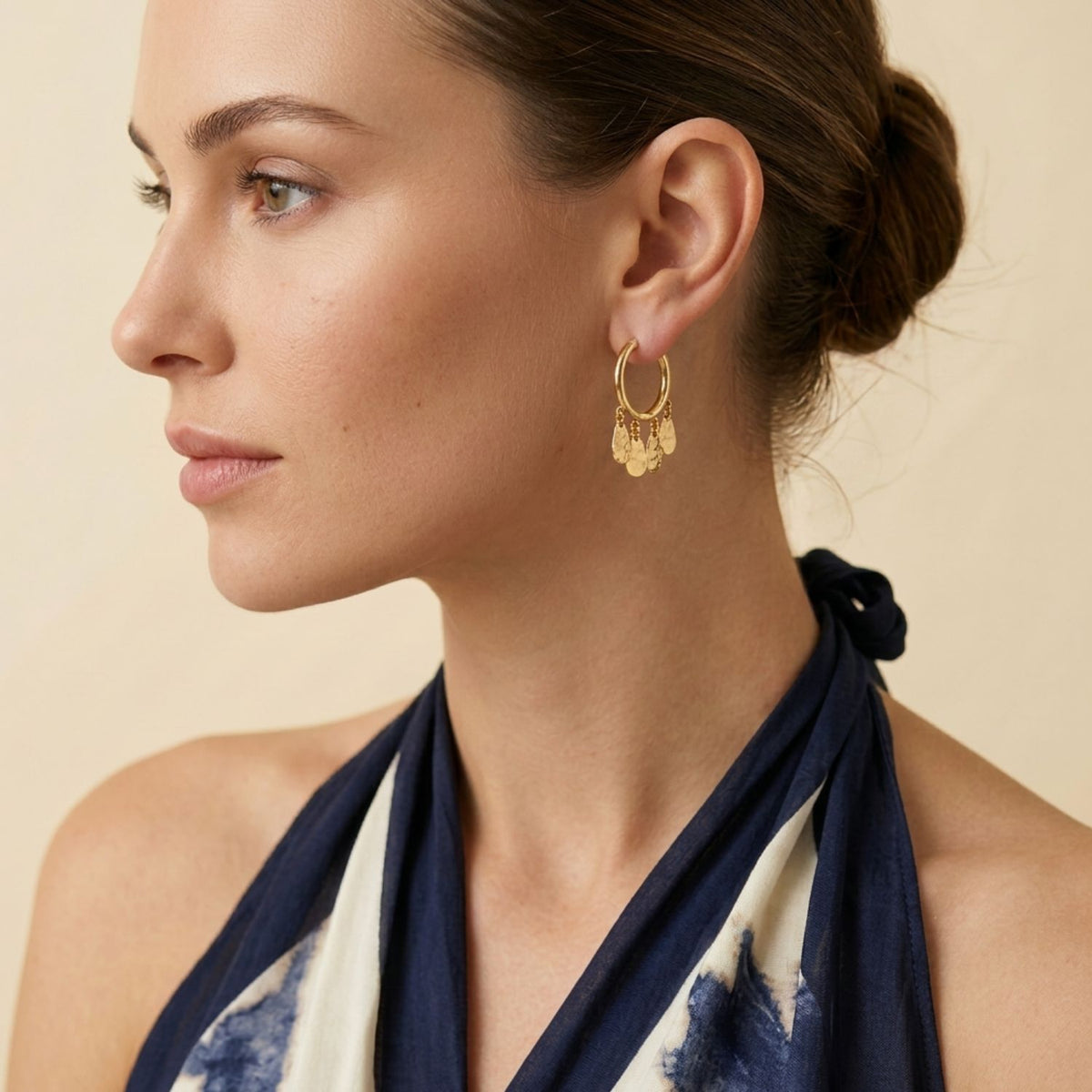 Sienna Hammered Teardrop Hoop Earrings
