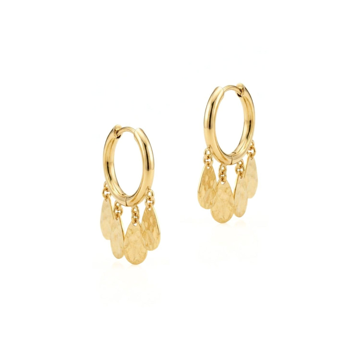 Sienna Hammered Teardrop Hoop Earrings